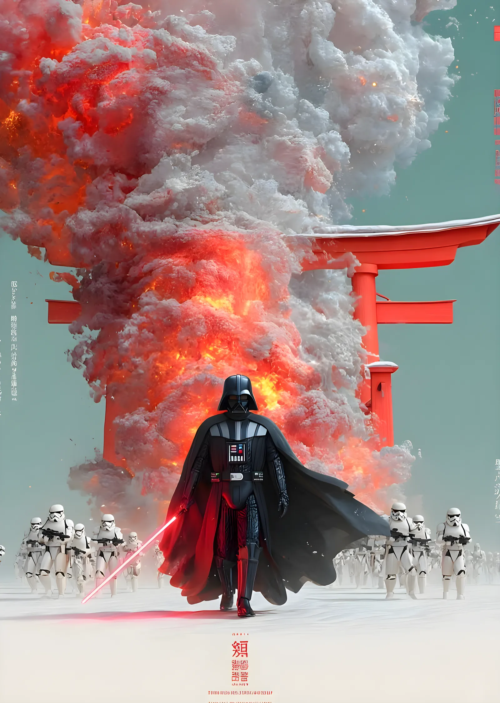 Darth Vader ve Stormtrooper: Alevler İçinde metal tablo
