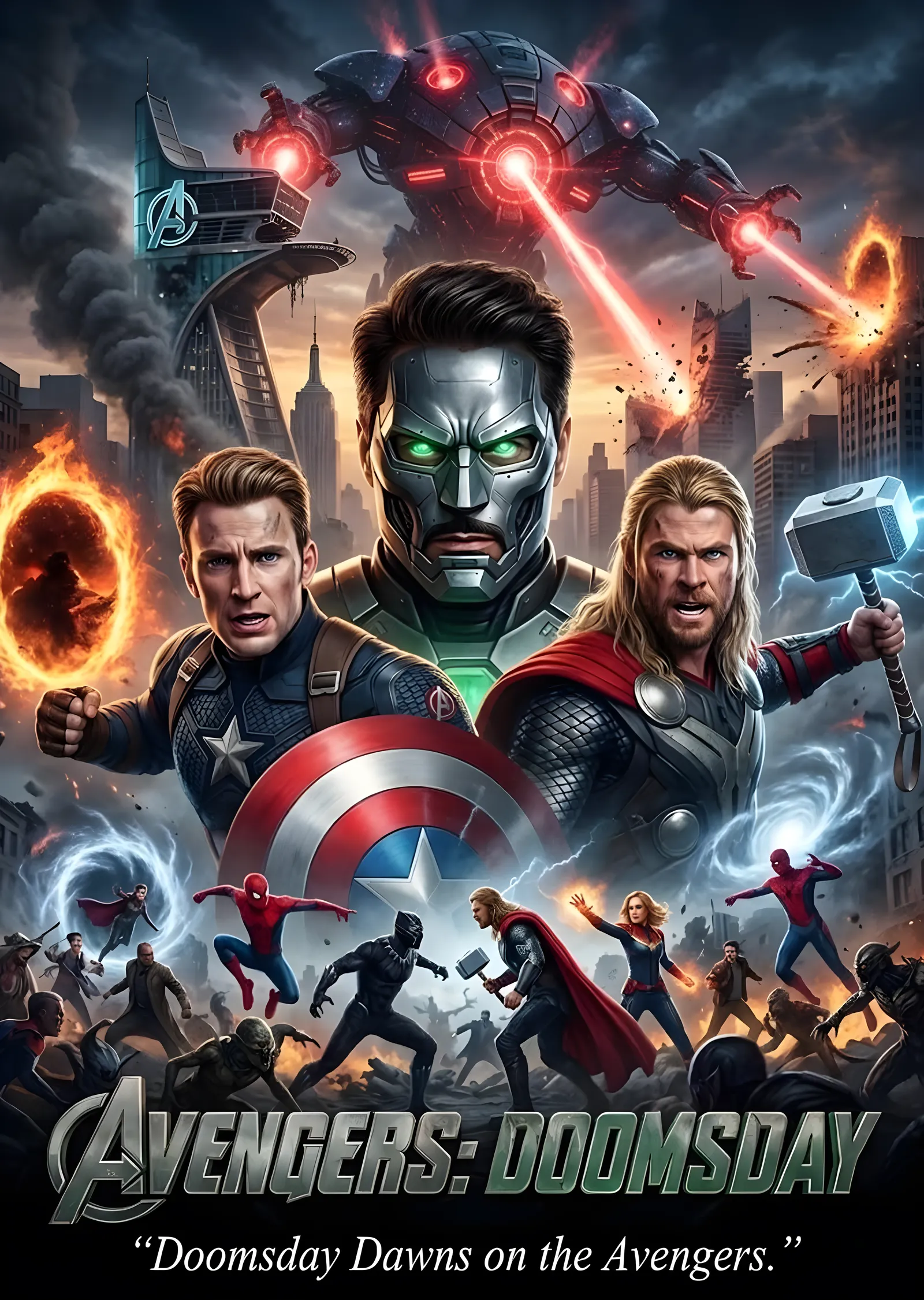 Avengers: Doomsday - Şehir Kuşatması metal tablo