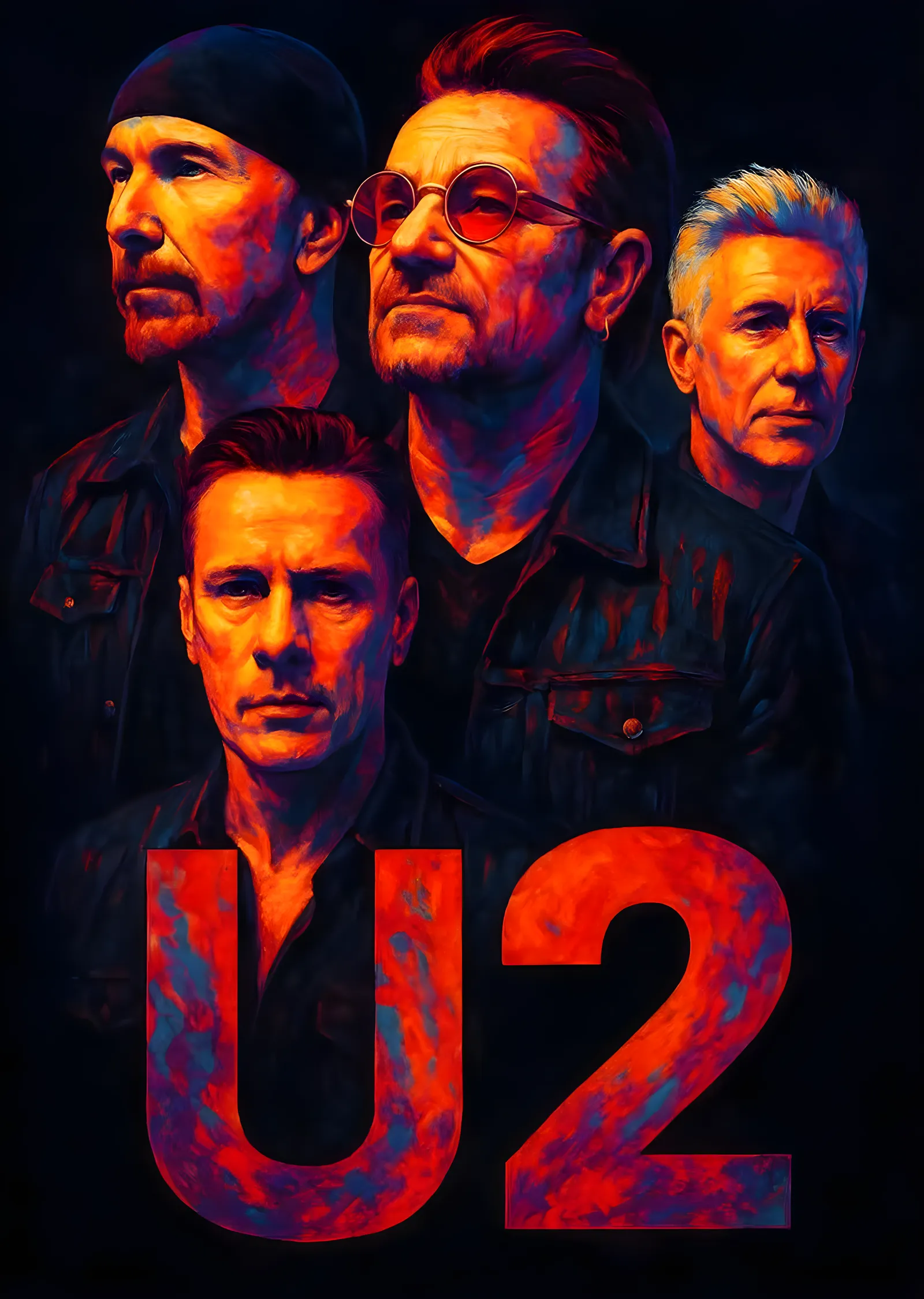 U2: Renkli Portreler metal tablo