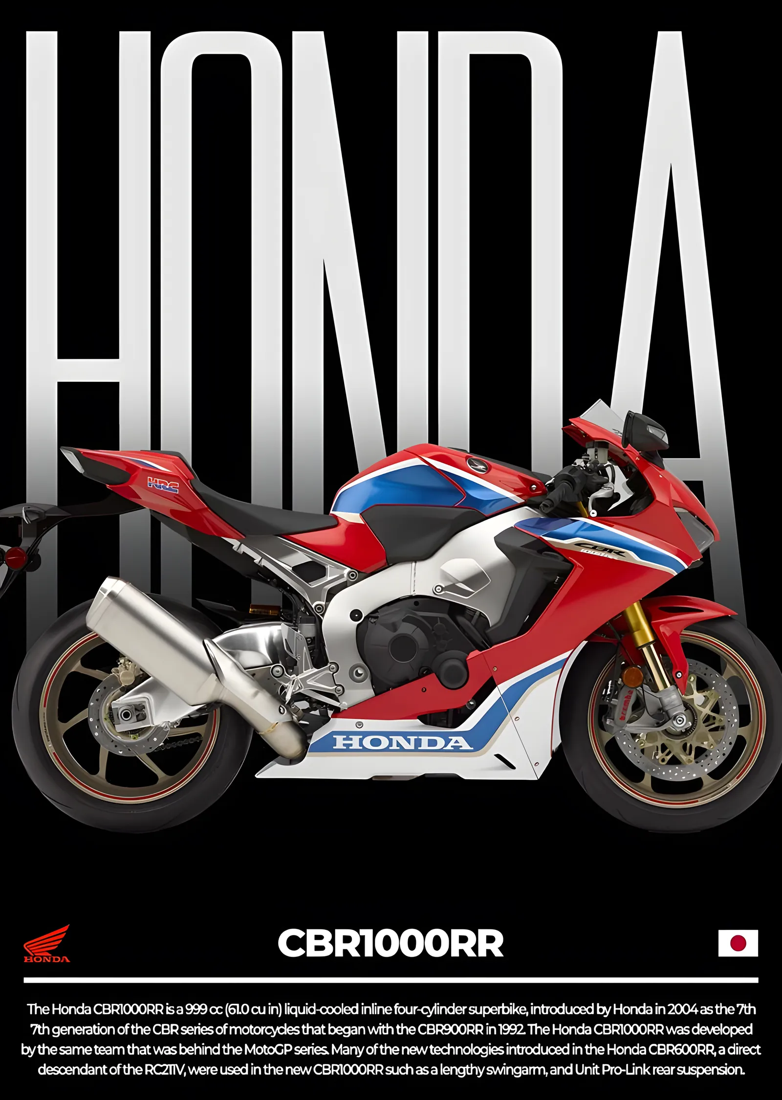 Honda CBR1000RR - Tricolor metal tablo