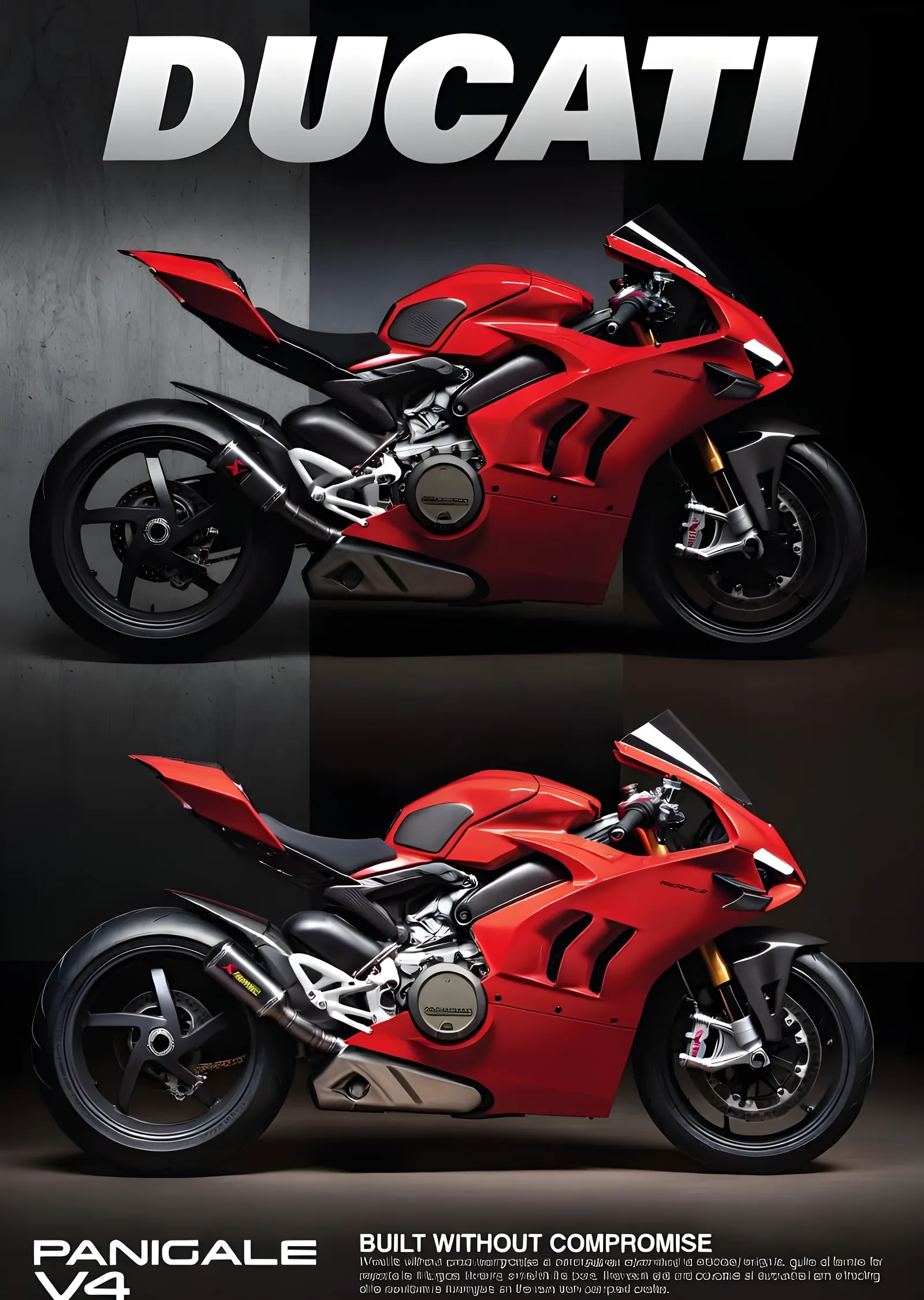 Ducati Panigale V4 - İki Görünüm metal tablo
