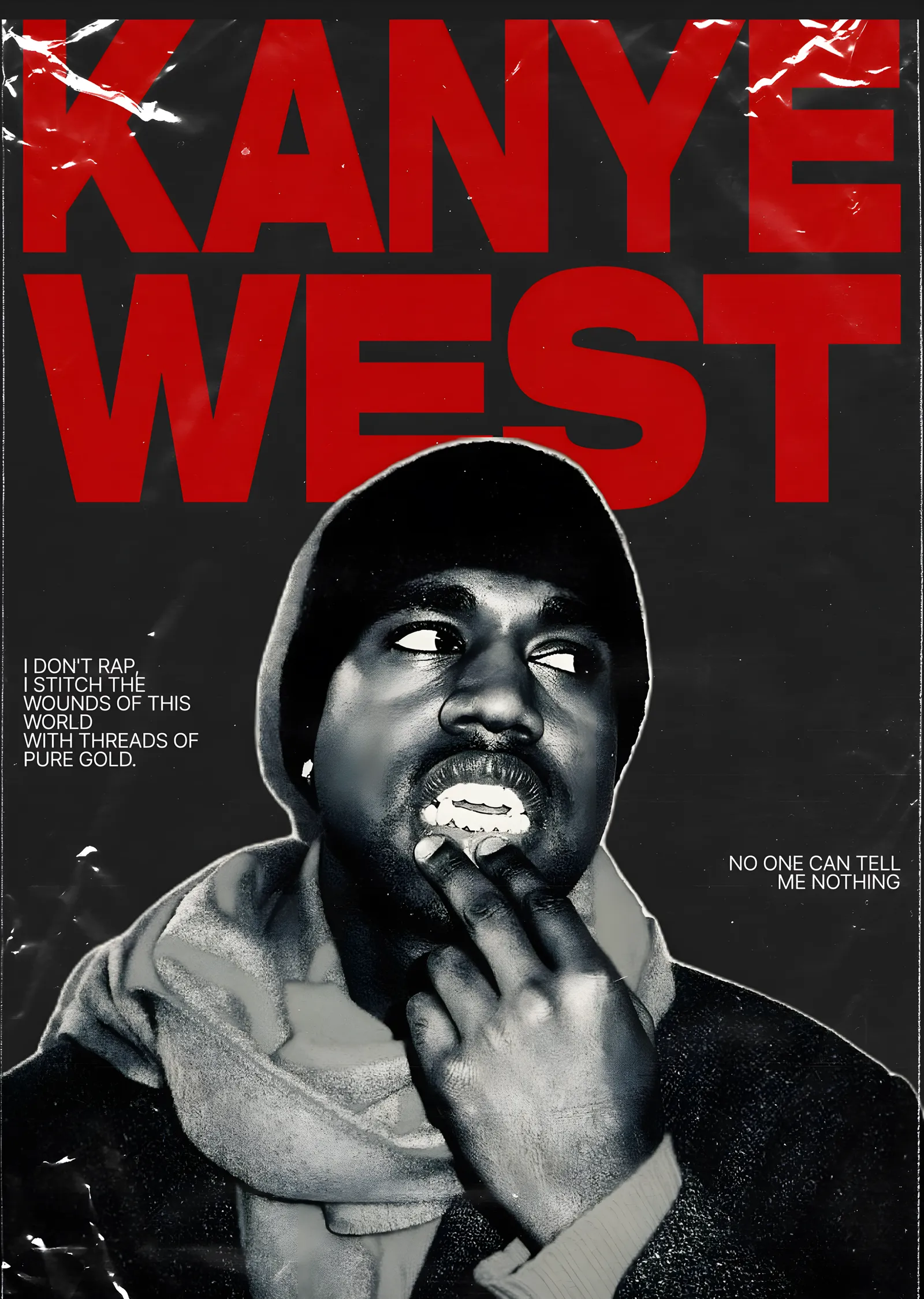 Kanye West: Altın İpliklerle Dünya Yaralarını Dikiyorum metal tablo