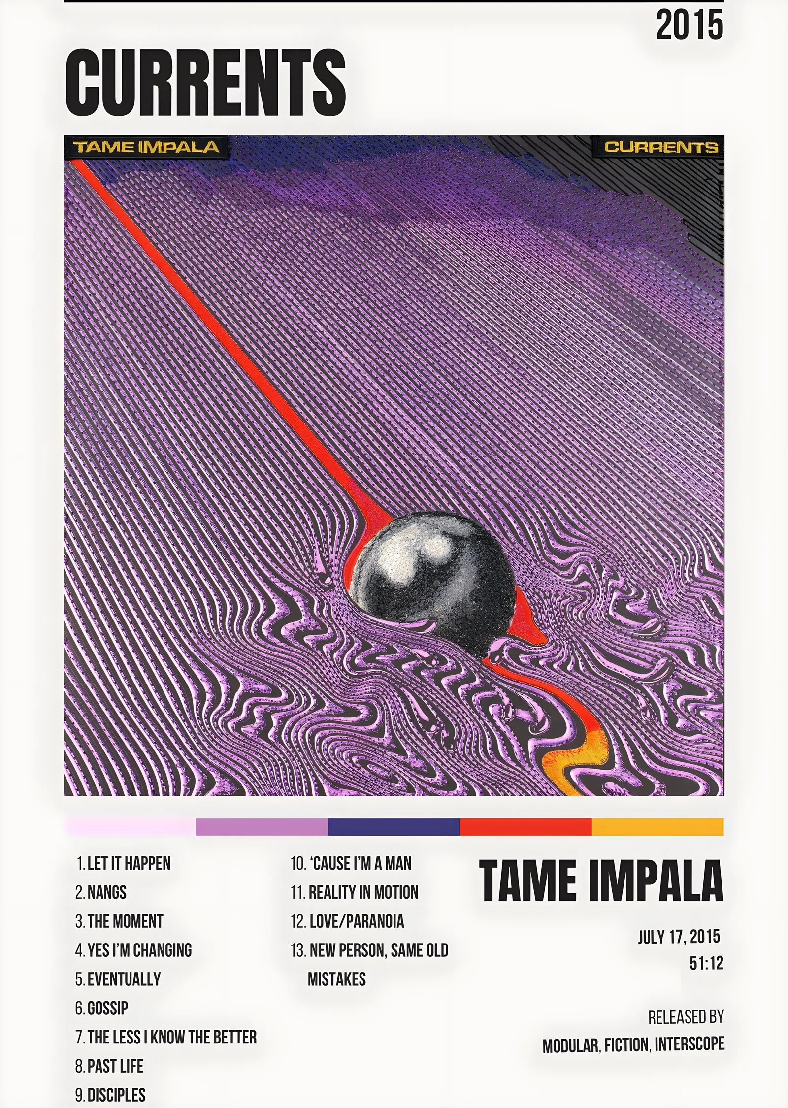 Tame Impala - Currents 2015 metal tablo