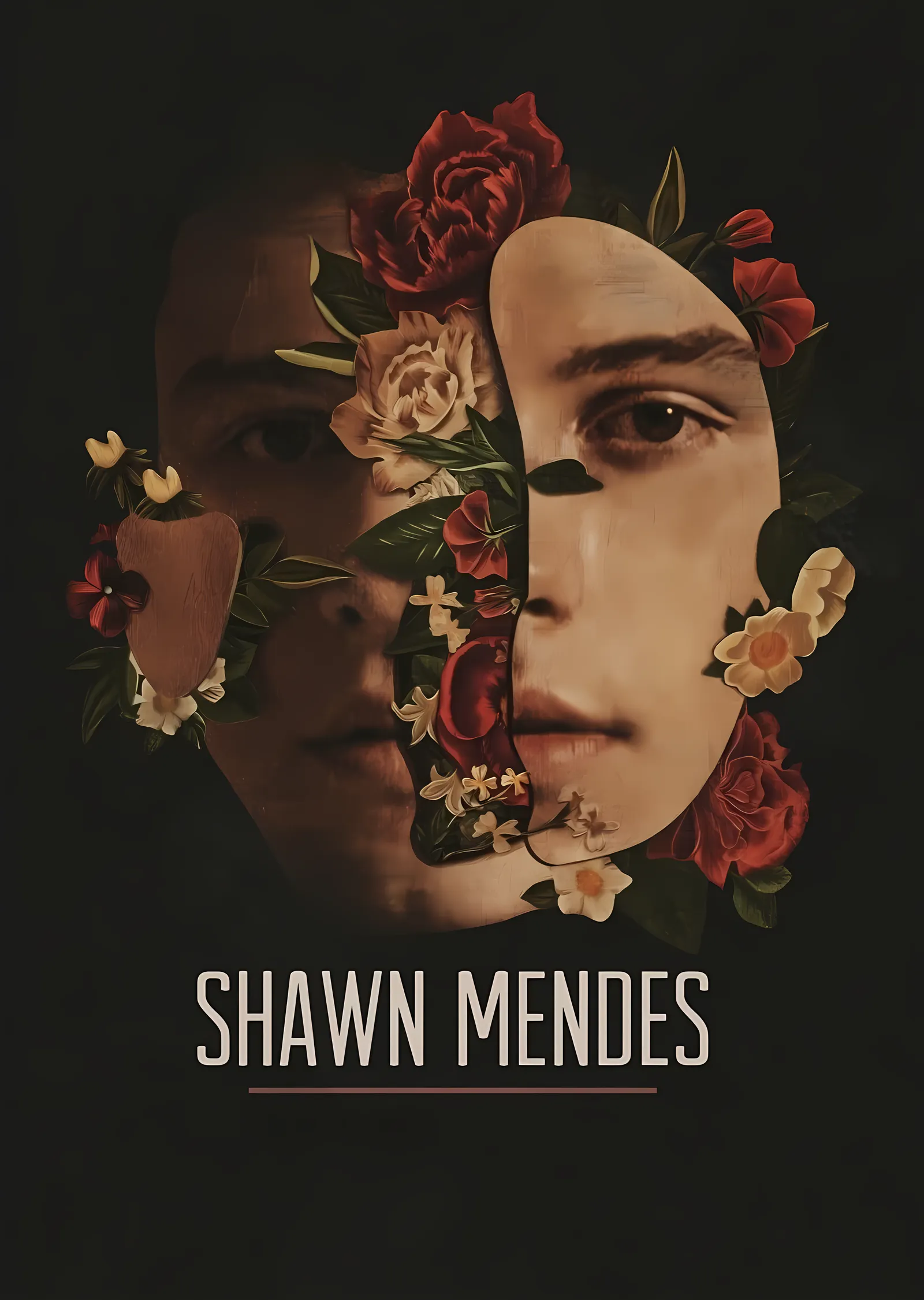 Shawn Mendes: Çiçekli Portre metal tablo