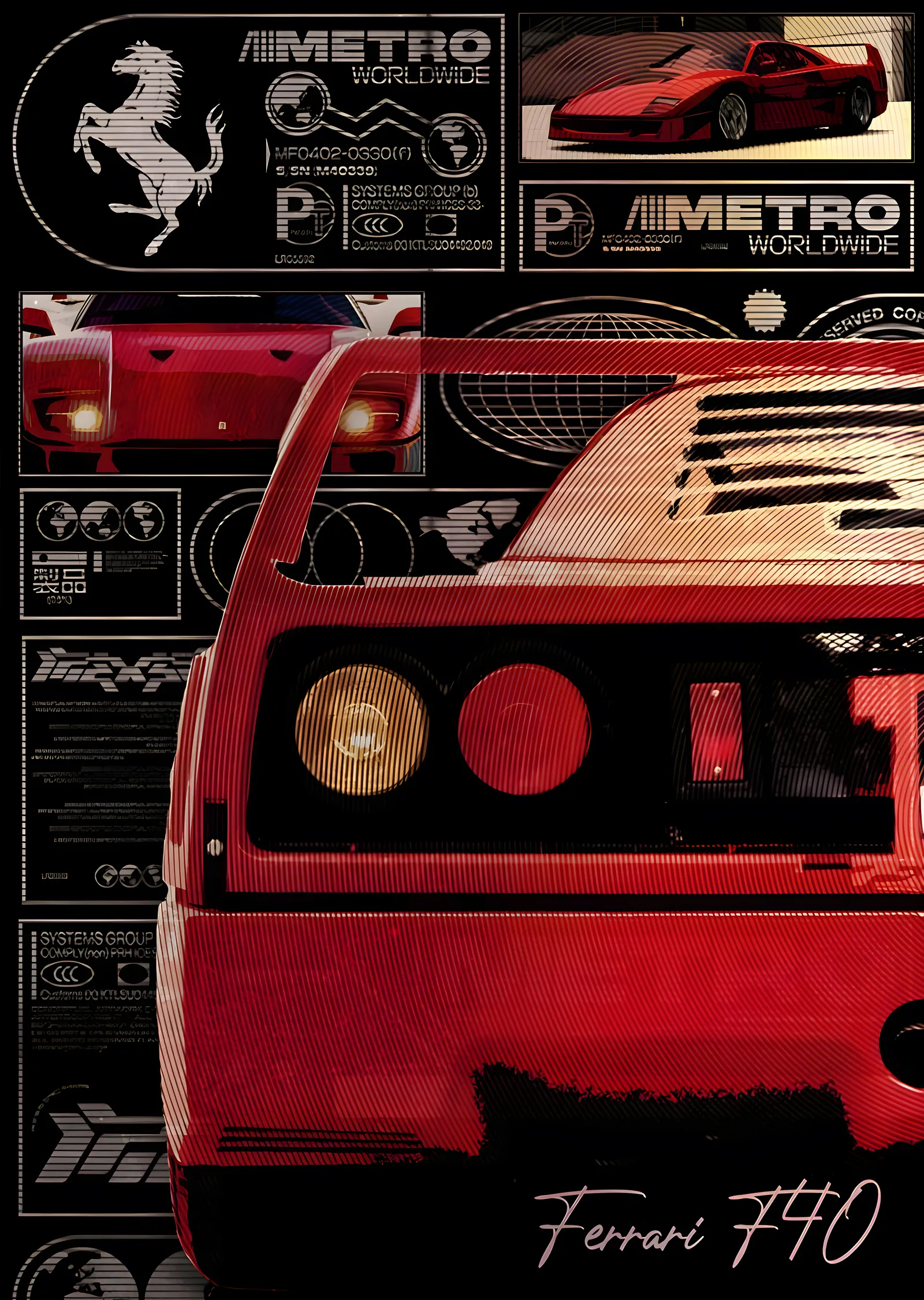 Ferrari F40 metal tablo