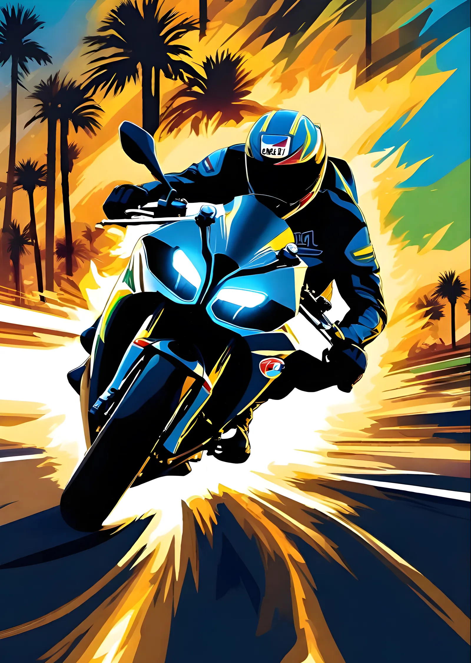 Mavi Superbike - Pop Art Viraj metal tablo