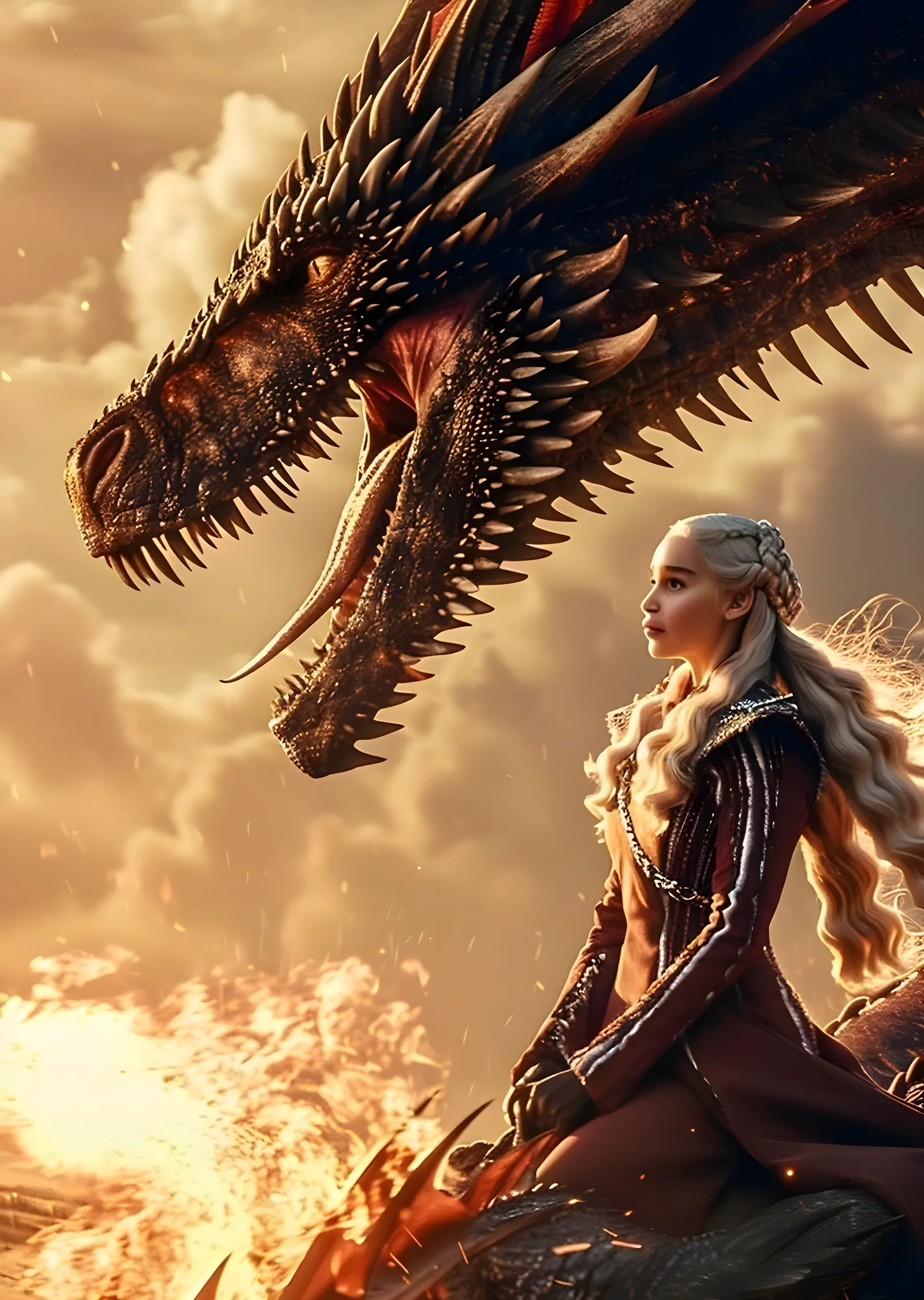 Game of Thrones: Daenerys ve Drogon metal tablo