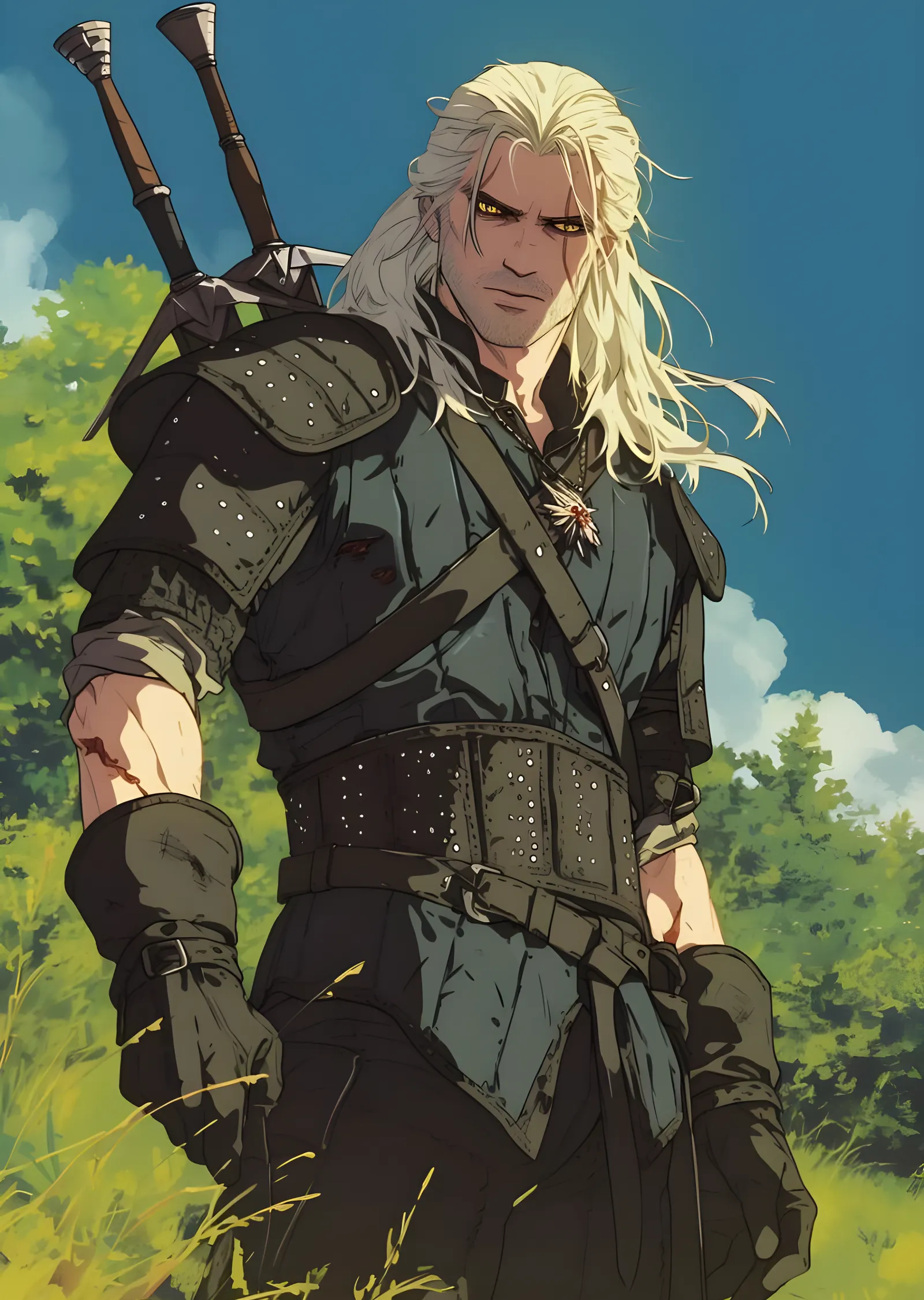 The Witcher: Anime Geralt metal tablo