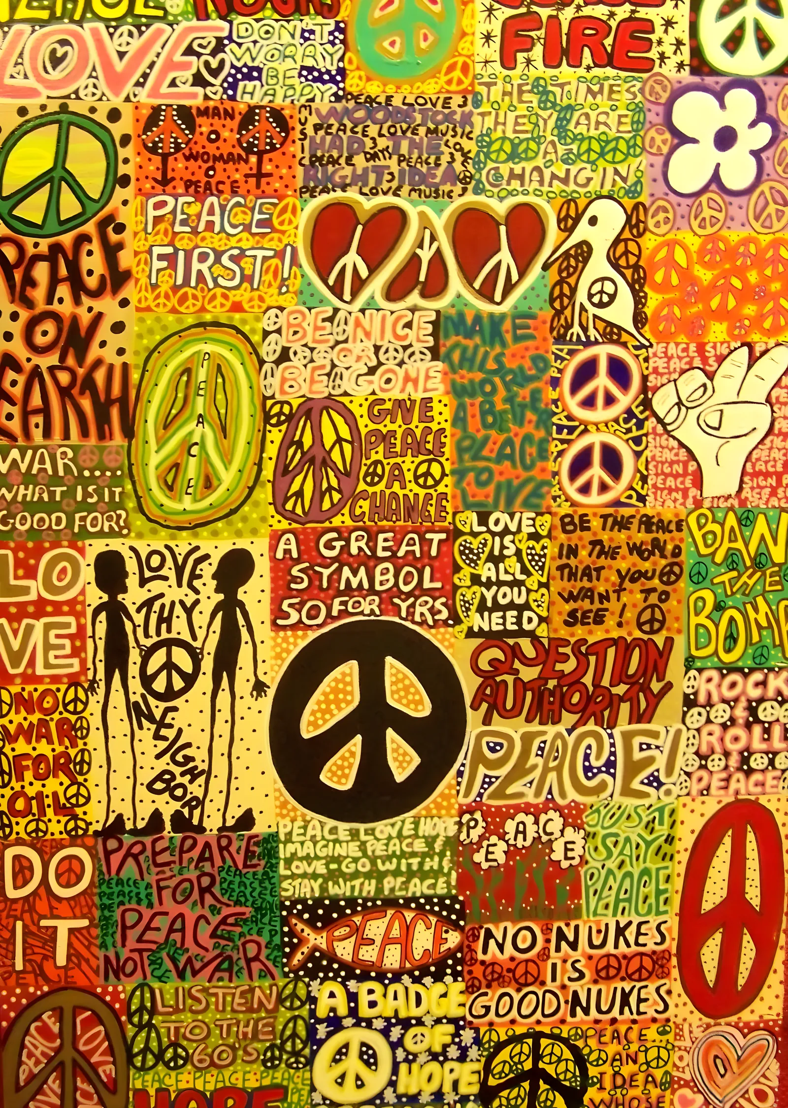 Peace & Love: 60'lar Heyecanı metal tablo