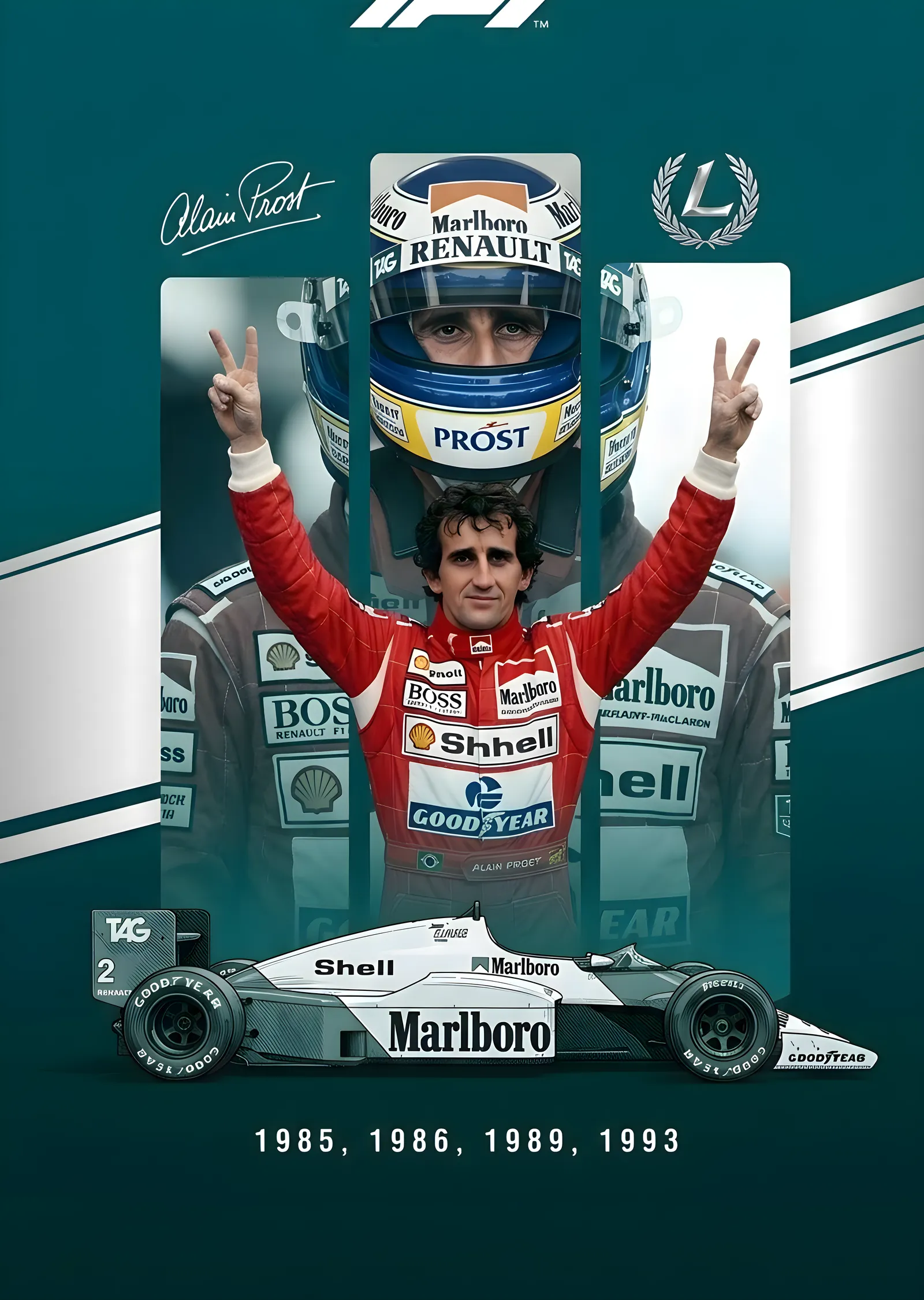 Alain Prost: Formula 1 Şampiyonu metal tablo