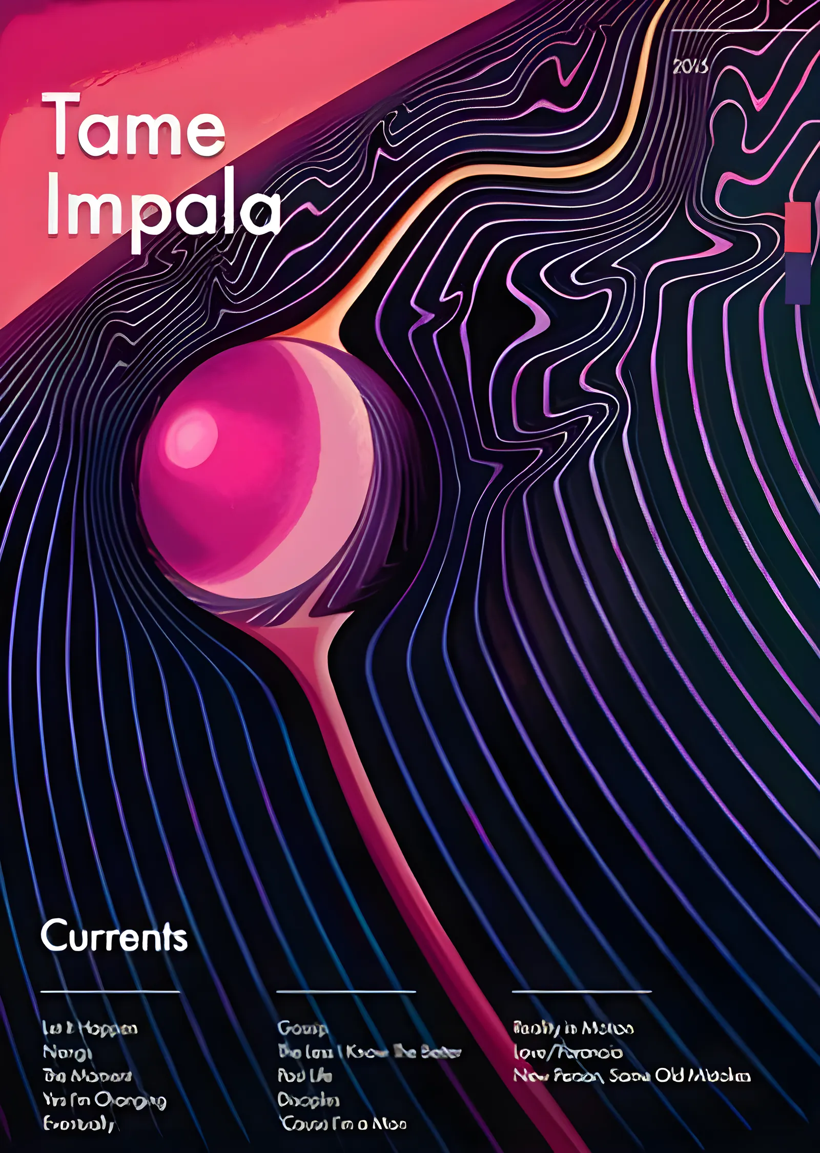 Tame Impala - Currents Pembe Küre metal tablo