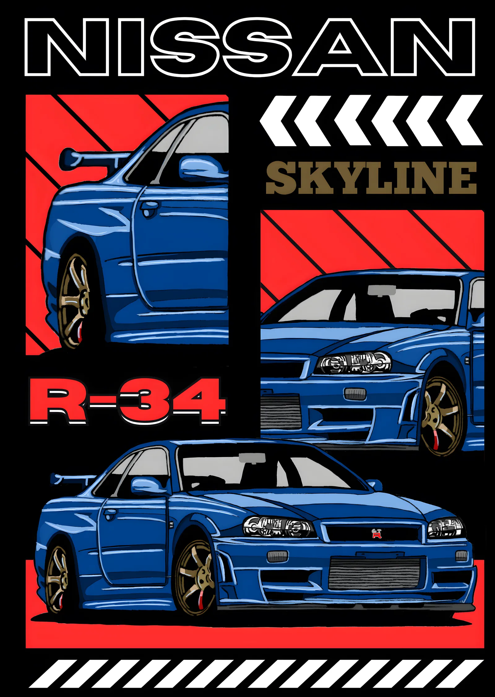 Nissan Skyline R34 - Grafik Panel metal tablo