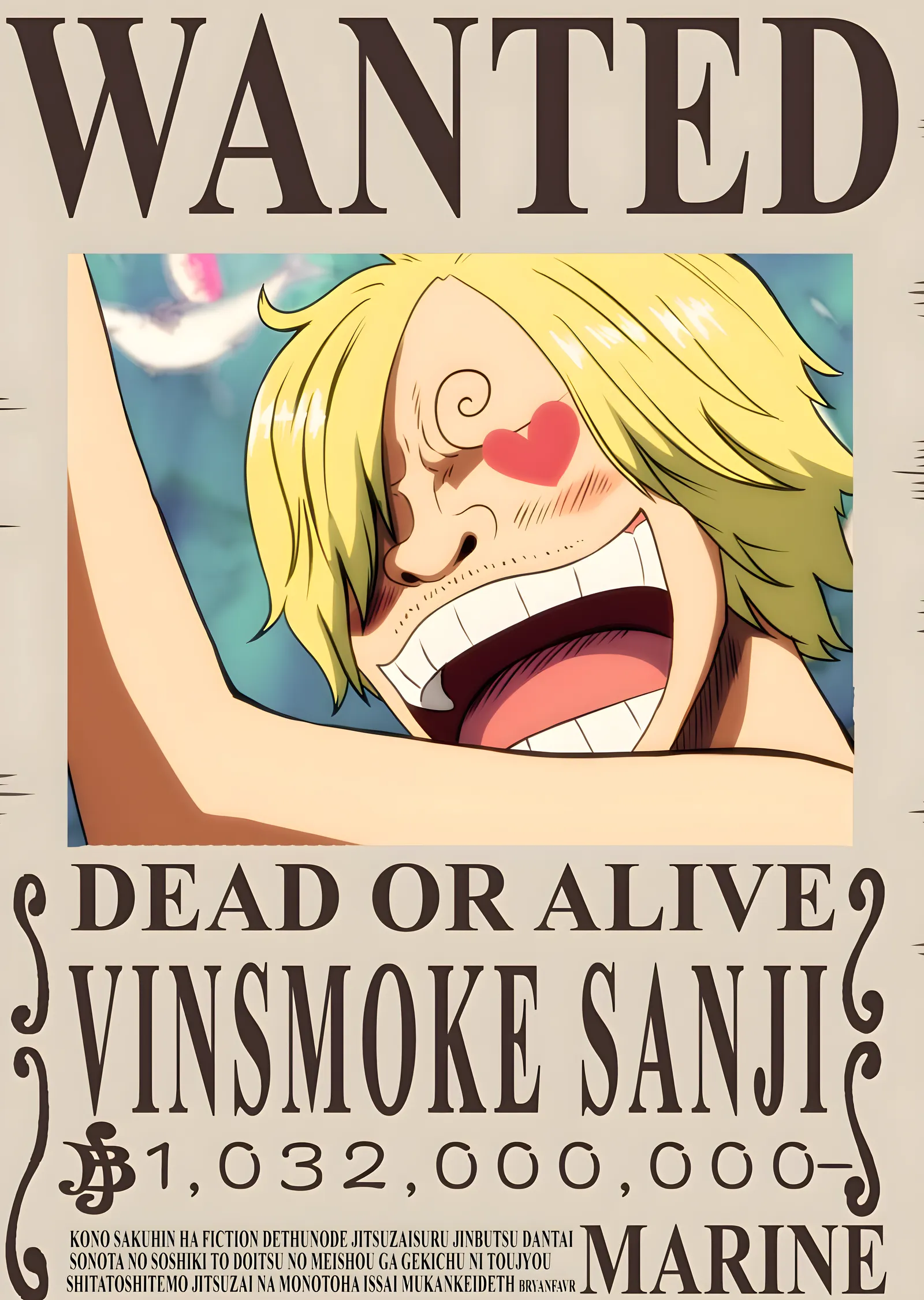 Vinsmoke Sanji: Wanted metal tablo