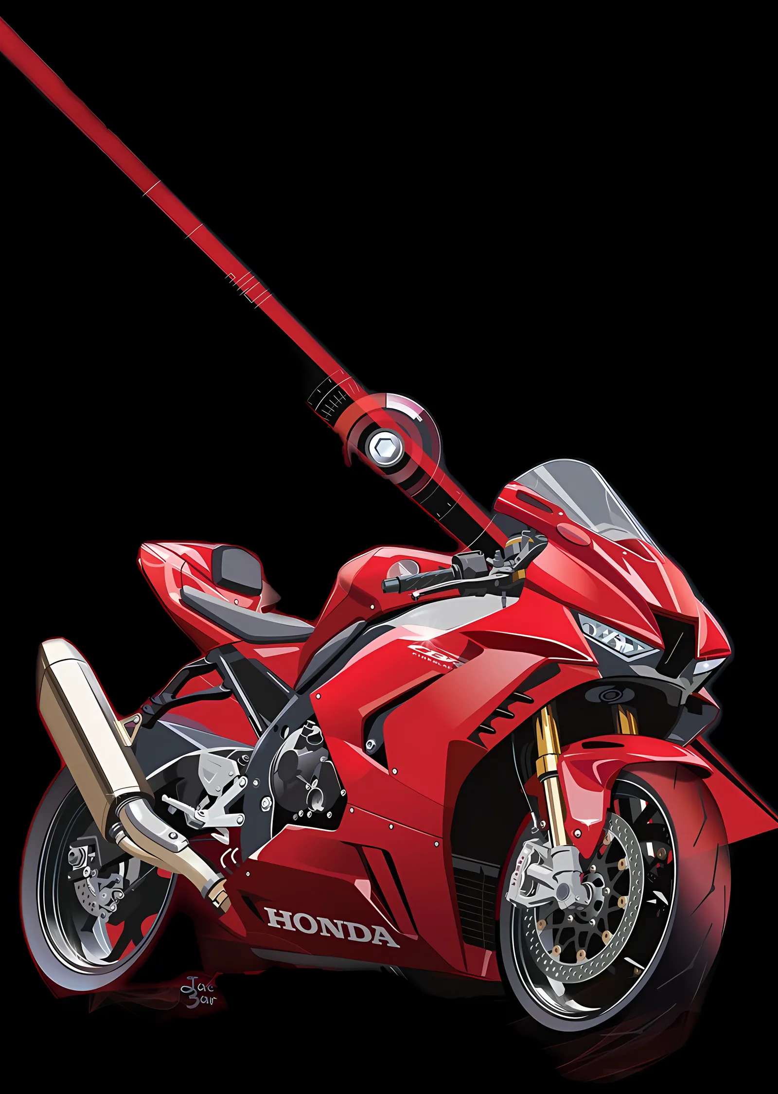 Honda Yarış Motosikleti - Kırmızı metal tablo