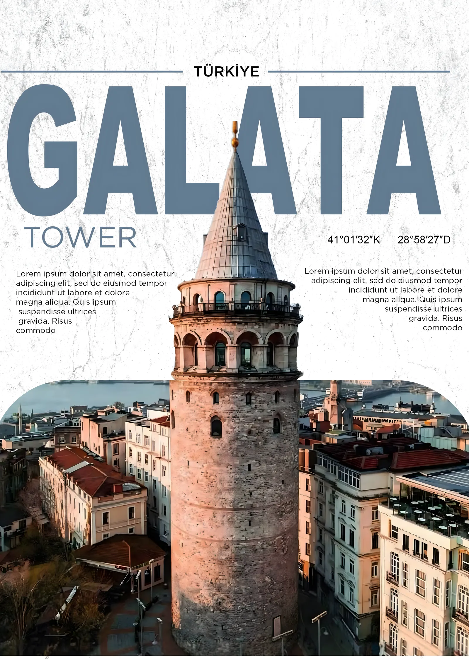 Galata Tower metal tablo