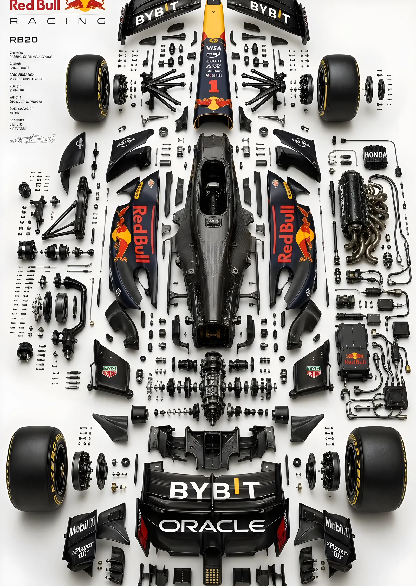 Formula 1 Yarış Aracı - Patlatılmış Görünüm metal tablo