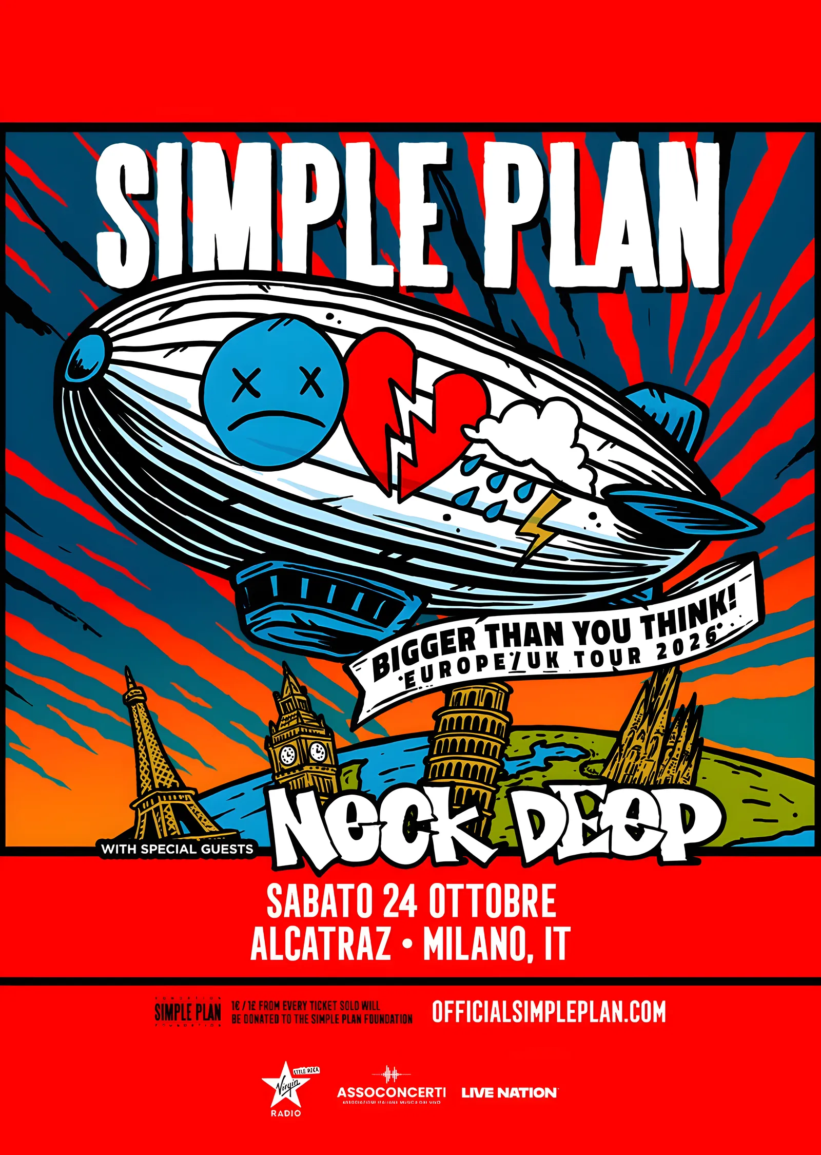 Simple Plan: Milano 2026 metal tablo