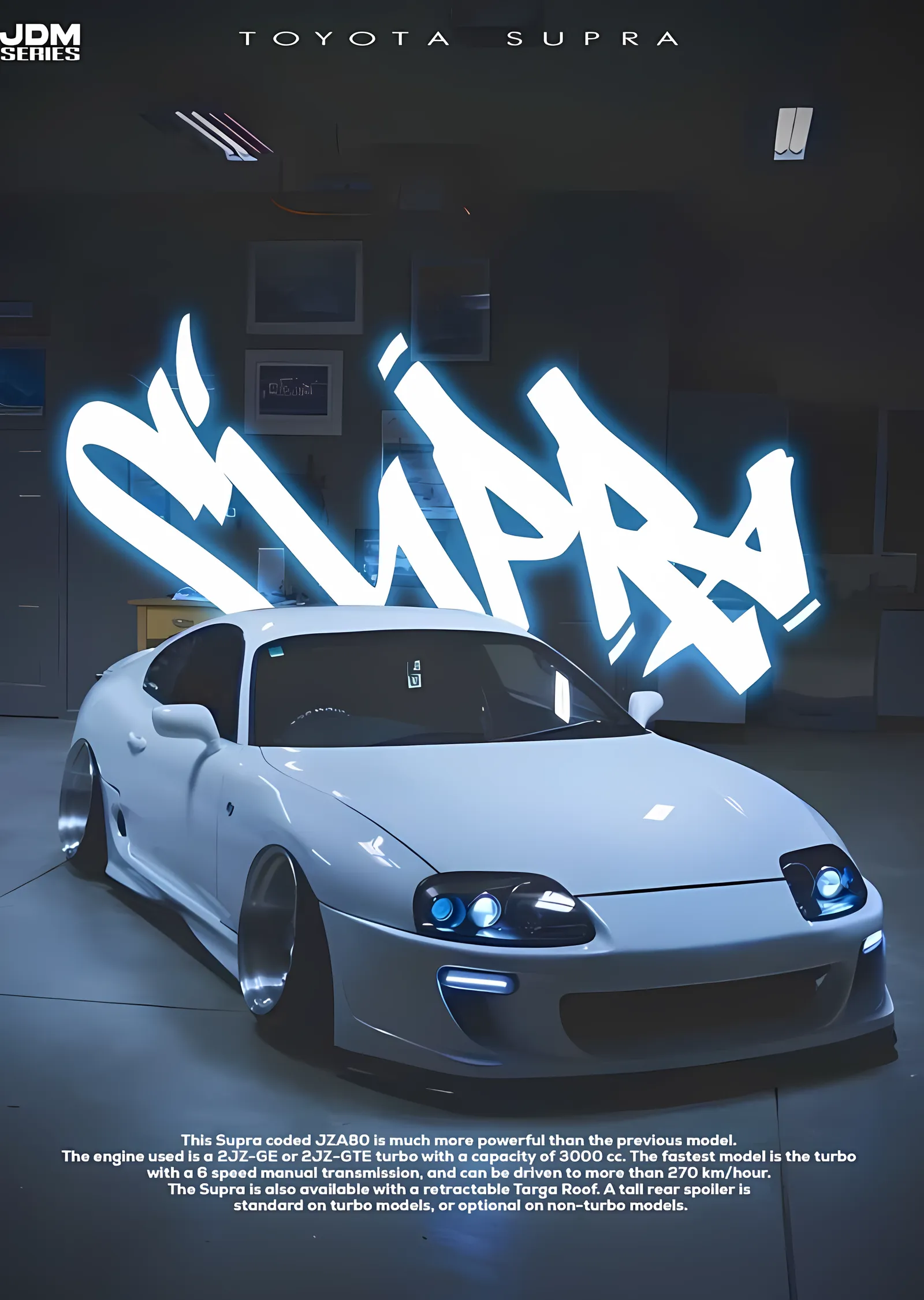 Toyota Supra - Grafiti Tipografi metal tablo