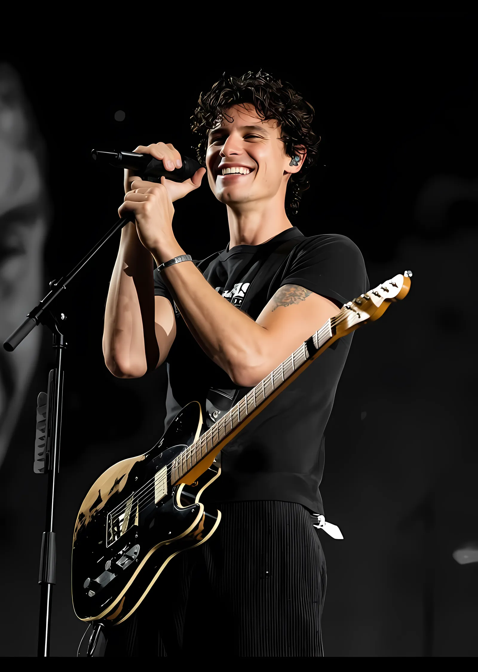 Shawn Mendes: Mikrofon ve Gitar metal tablo
