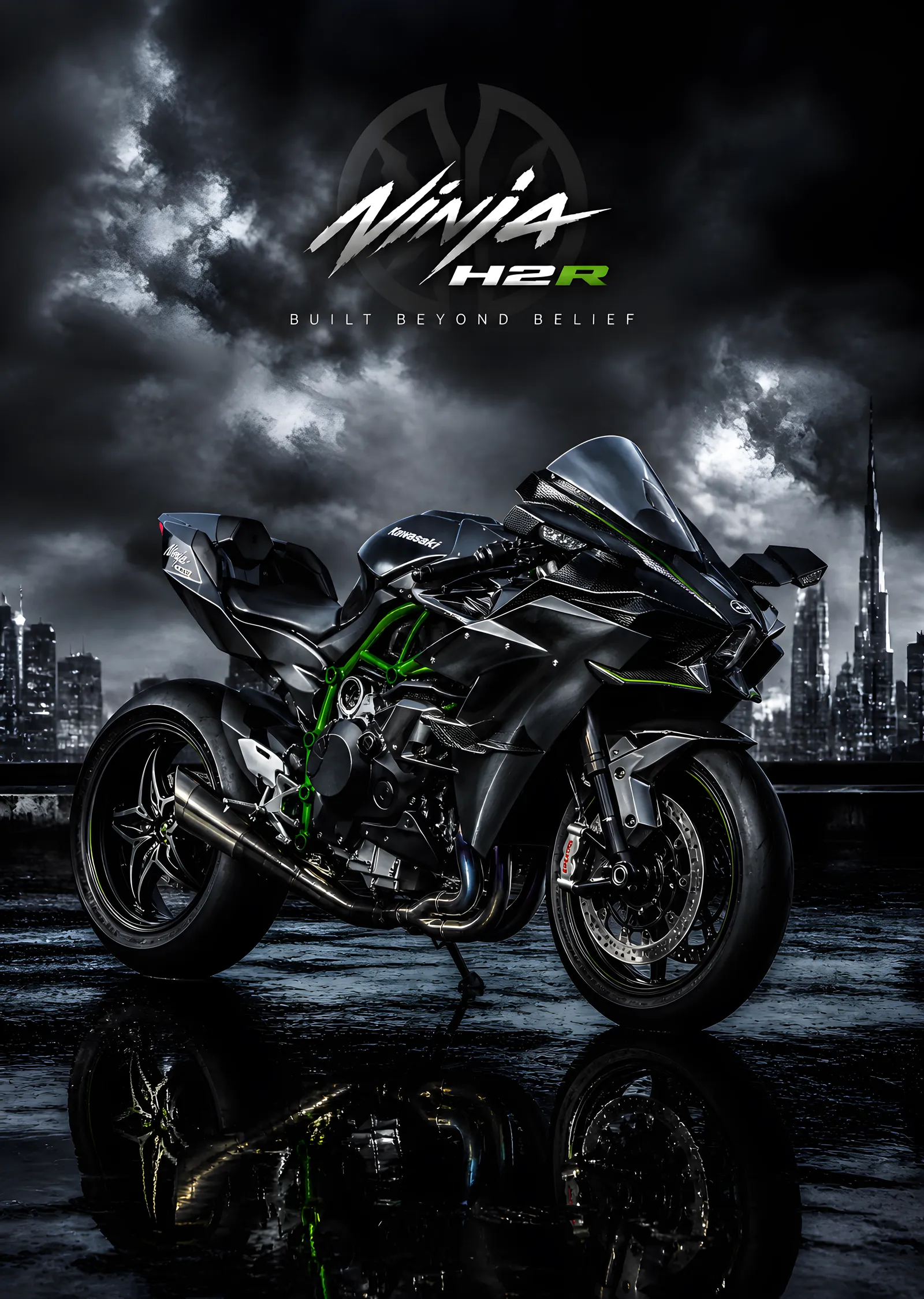 Kawasaki Ninja H2R - Fırtına metal tablo