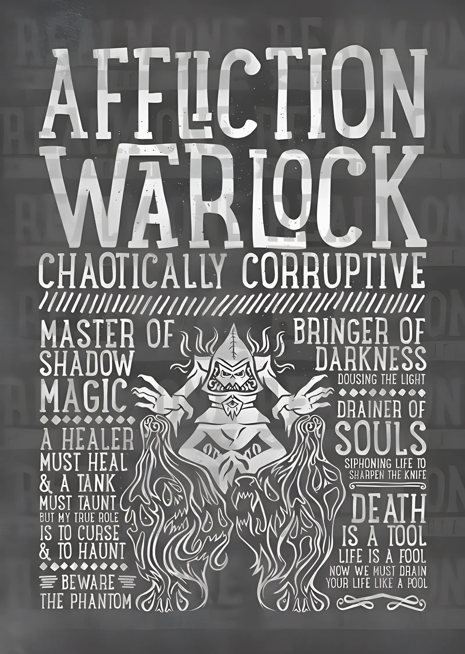 Affliction Warlock - Tipografi metal tablo