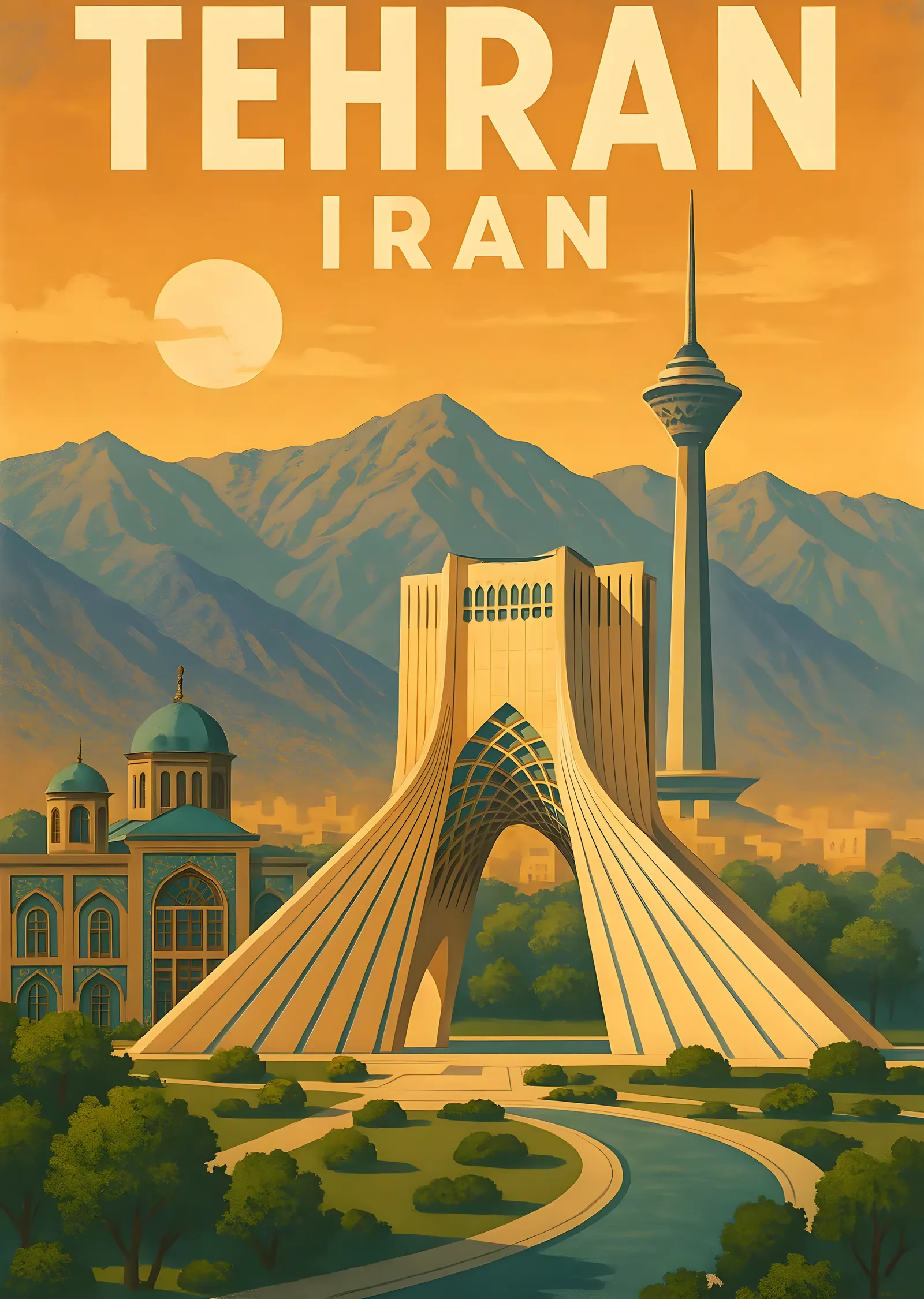 Tehran Iran Retro metal tablo