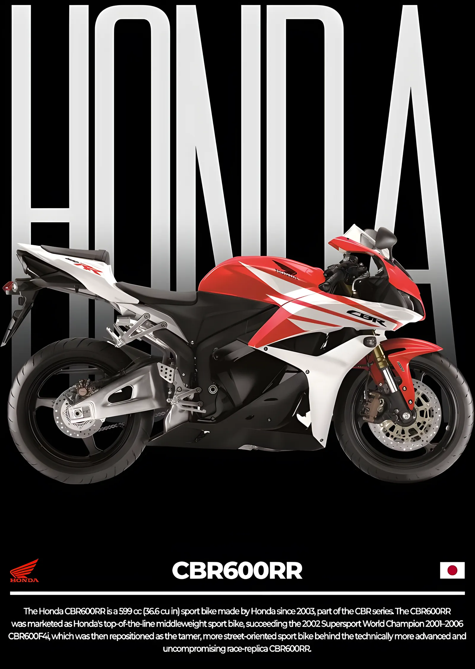 Honda CBR600RR - Kırmızı Beyaz metal tablo