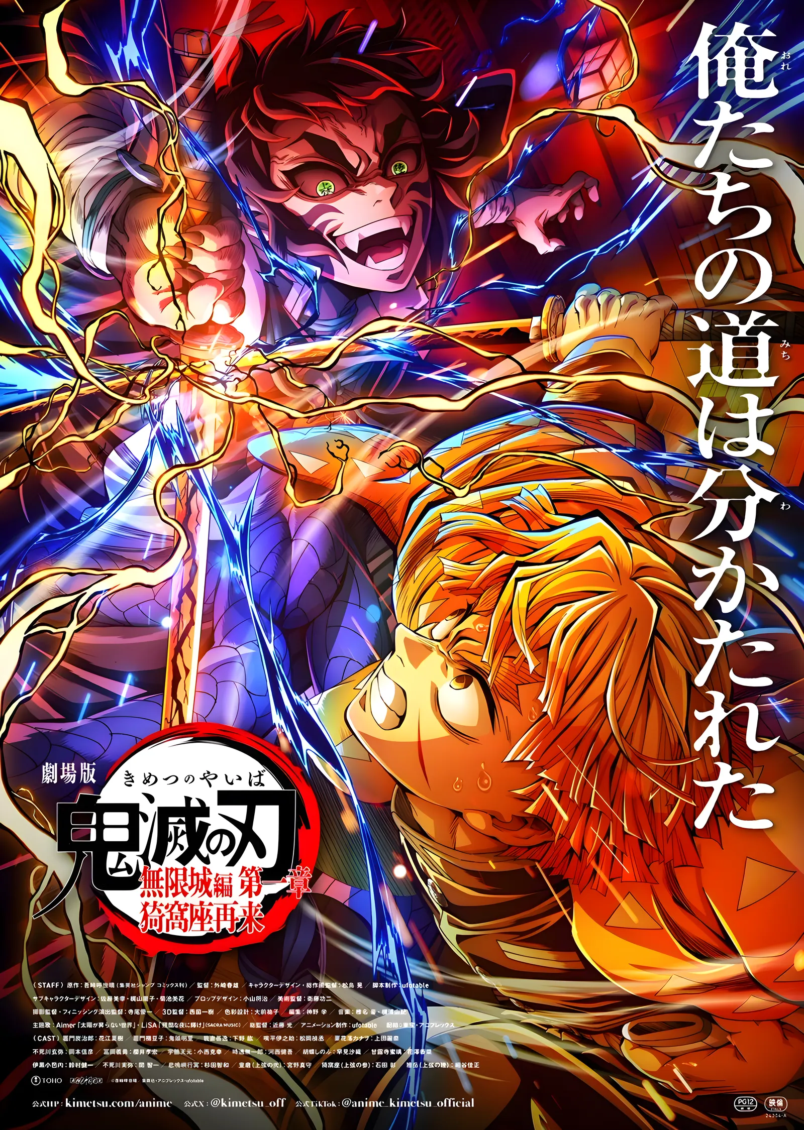Demon Slayer: Sonsuzluk Kalesi - Turuncu ve Mavi Akışkan metal tablo