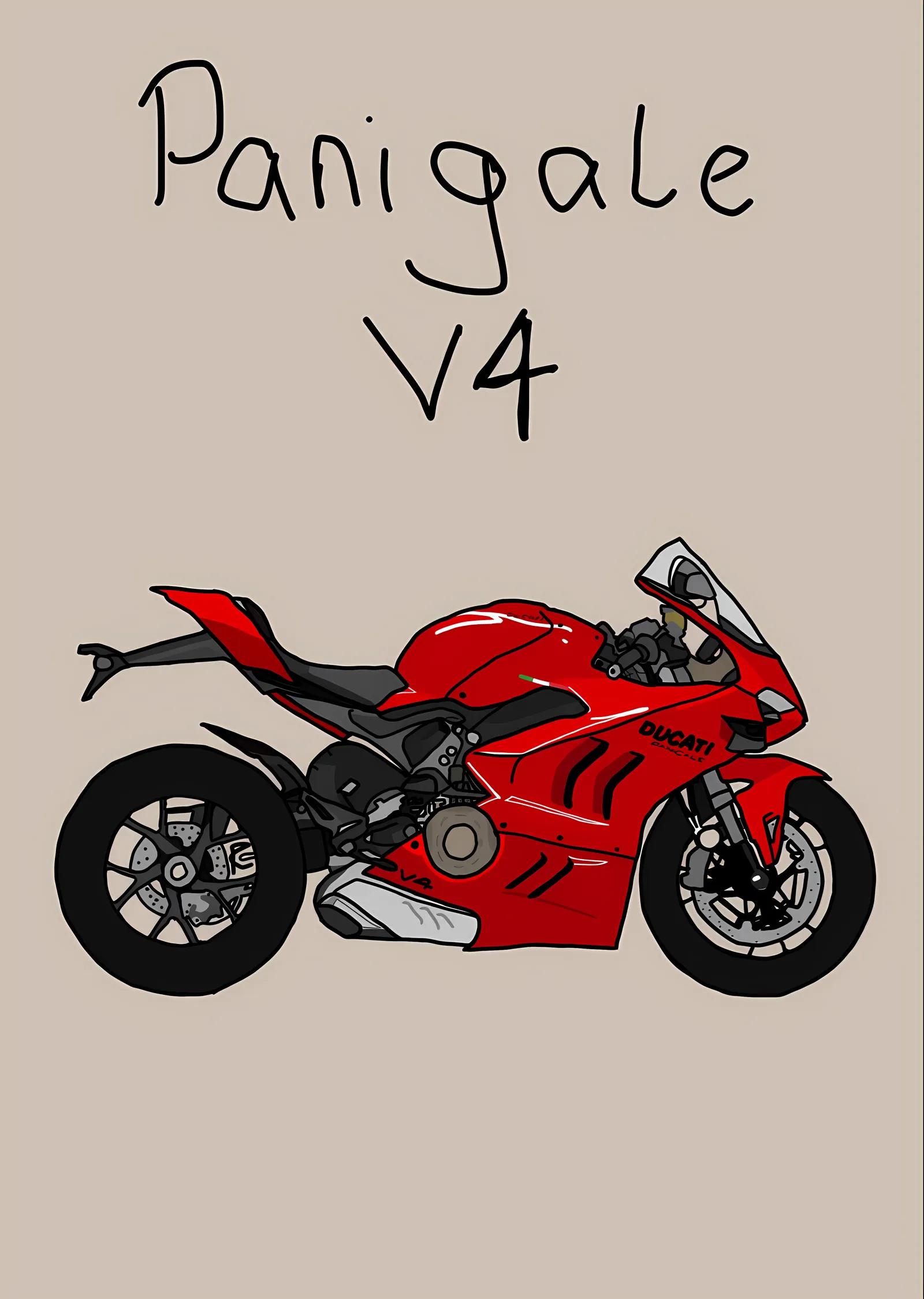 Ducati Panigale V4 - Elle Çizim metal tablo