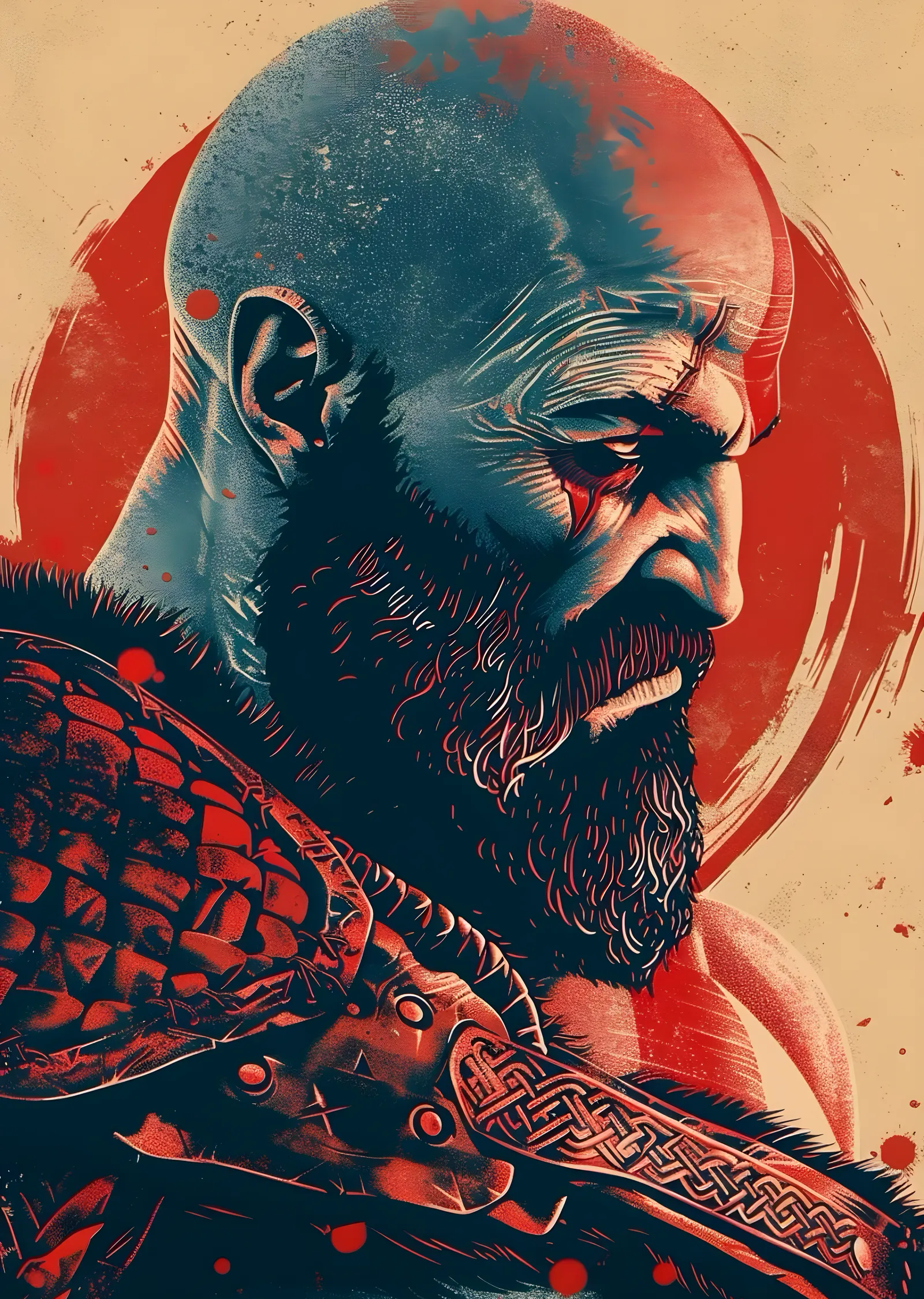 God of War: Grafik Kratos metal tablo