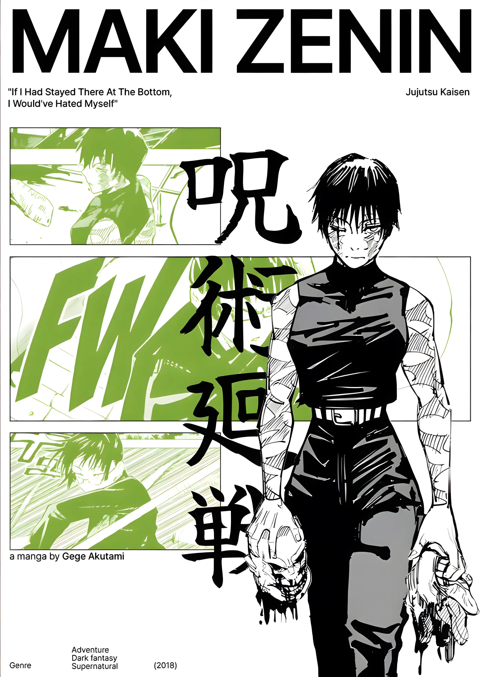 Maki Zenin: Beyaz Zeminde Manga metal tablo