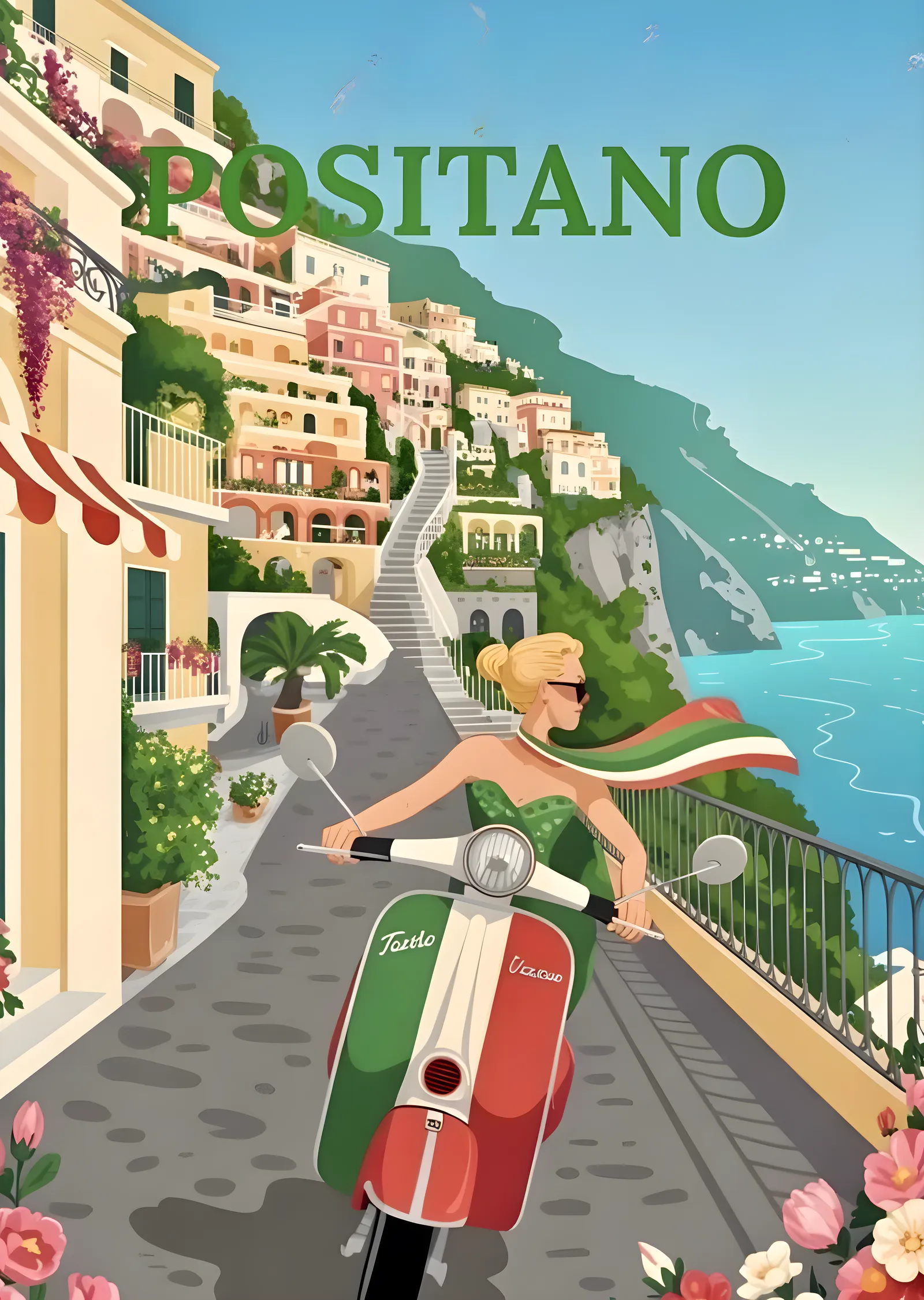 Positano: Akdeniz Manzarası metal tablo