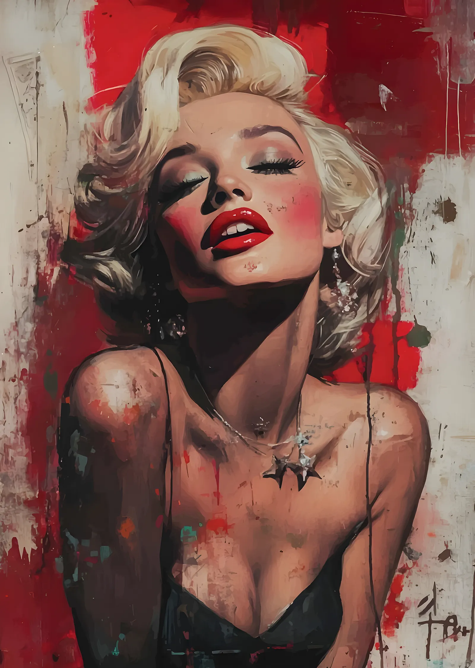 Marilyn Monroe: Kırmızı Ruj metal tablo