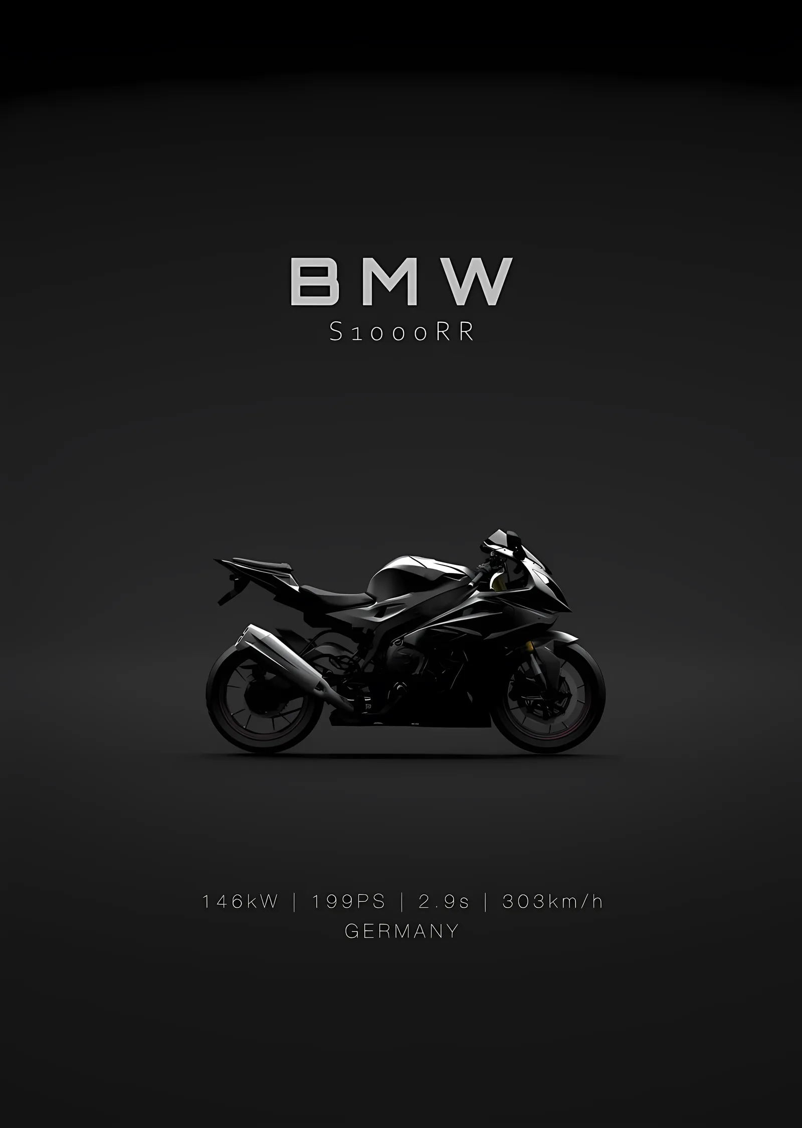 BMW S 1000 RR - Minimal Karanlık metal tablo