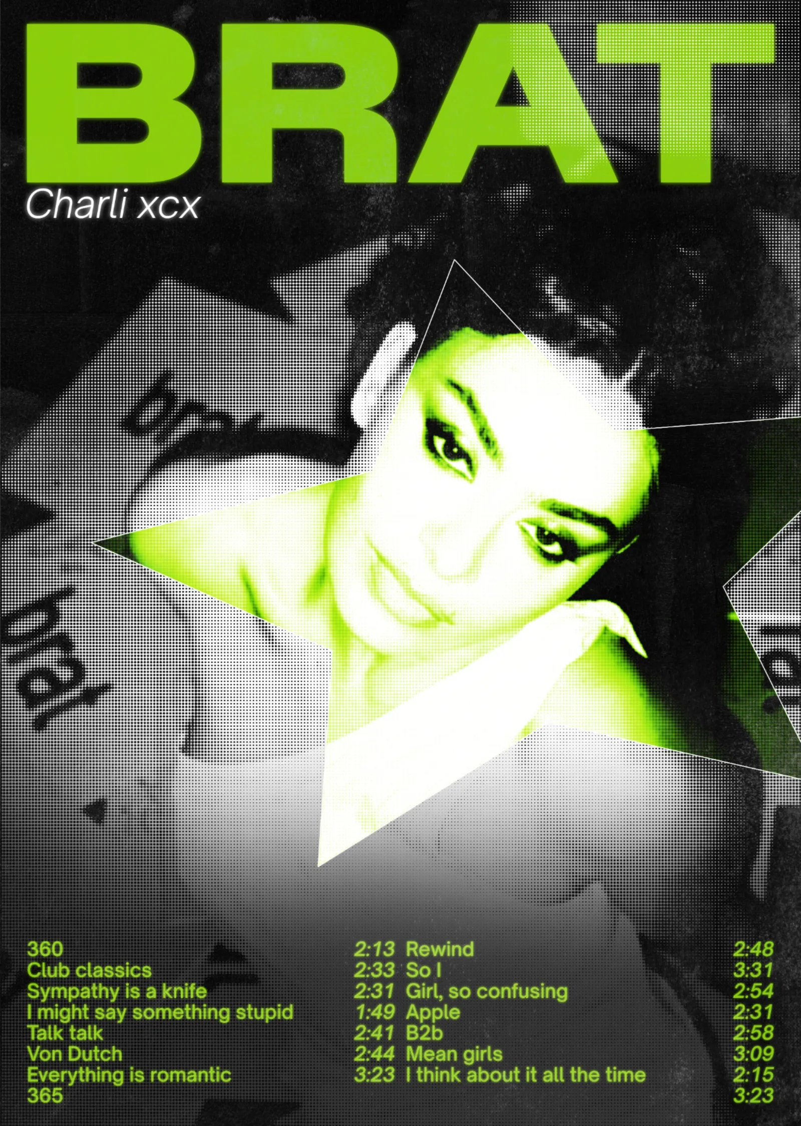 Charli XCX: Brat Parça Listesi metal tablo