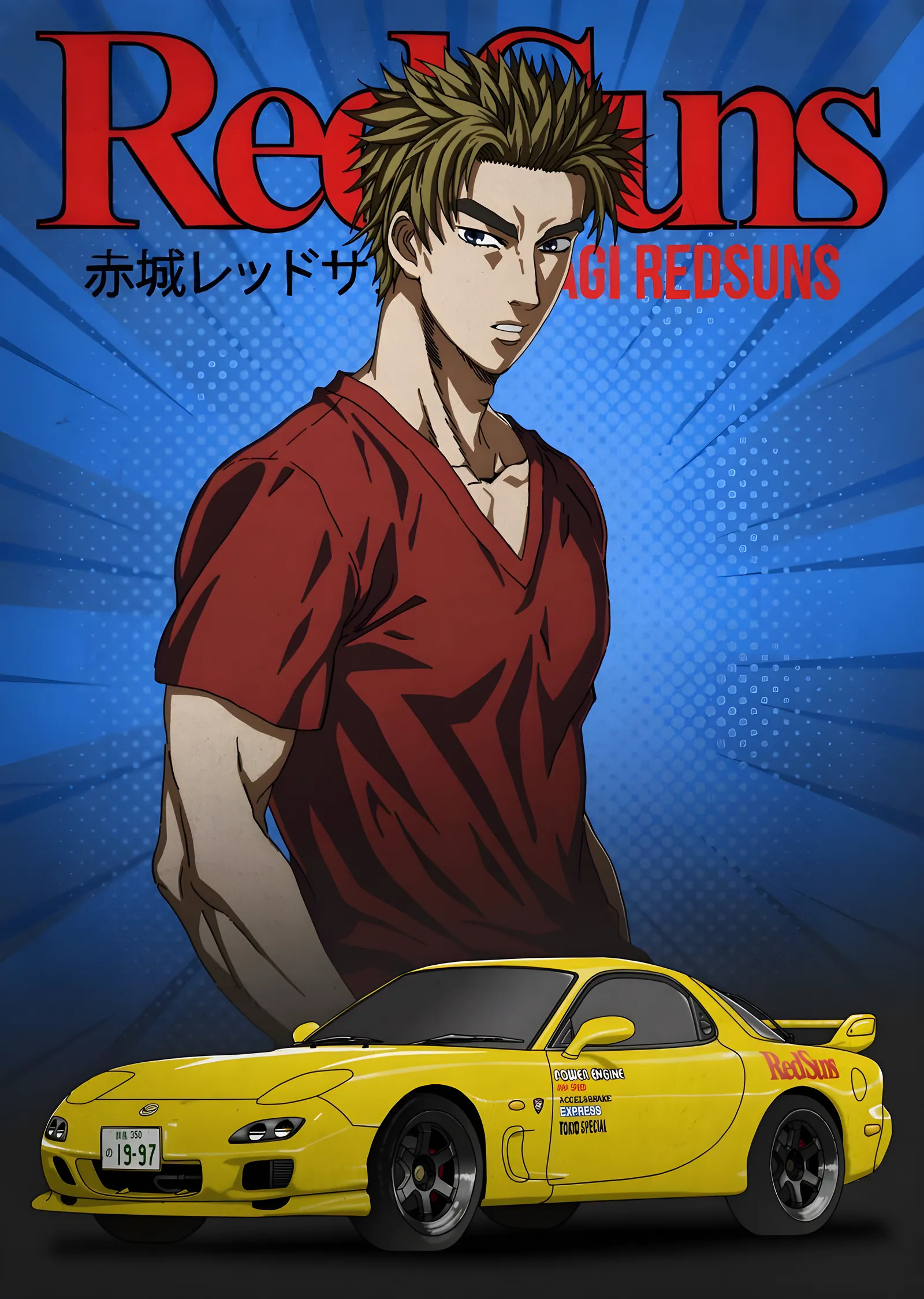 Initial D - RedSuns ve Mazda RX-7 metal tablo