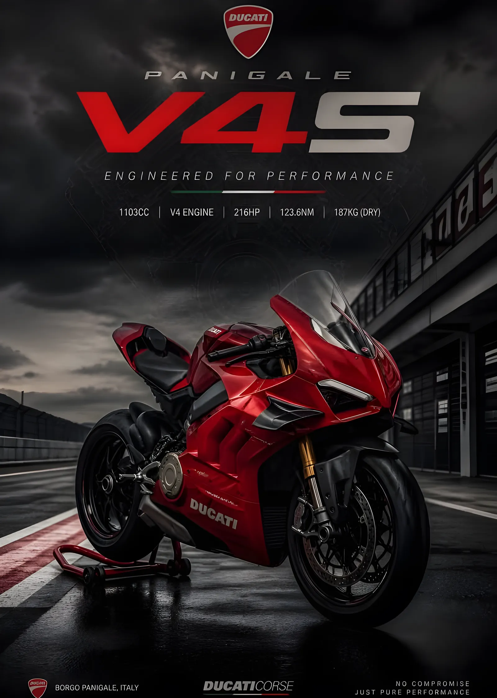 Ducati Panigale V4S - Pist metal tablo