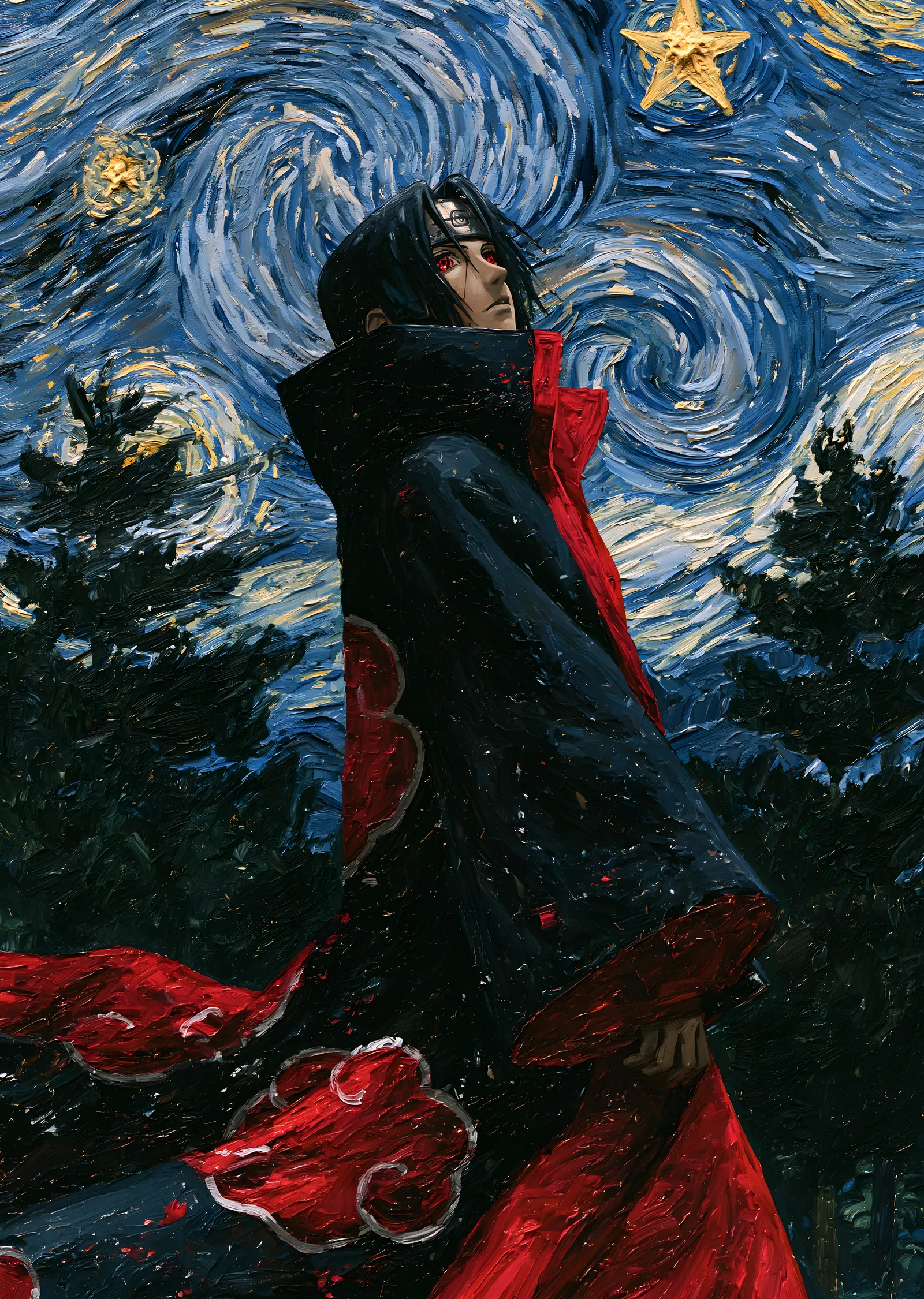 Itachi Uchiha Yıldızlı Gece metal tablo