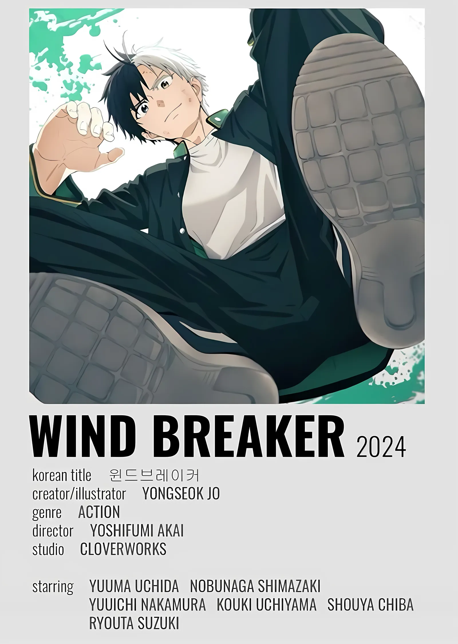 Wind Breaker: Minimal Anime Afişi metal tablo