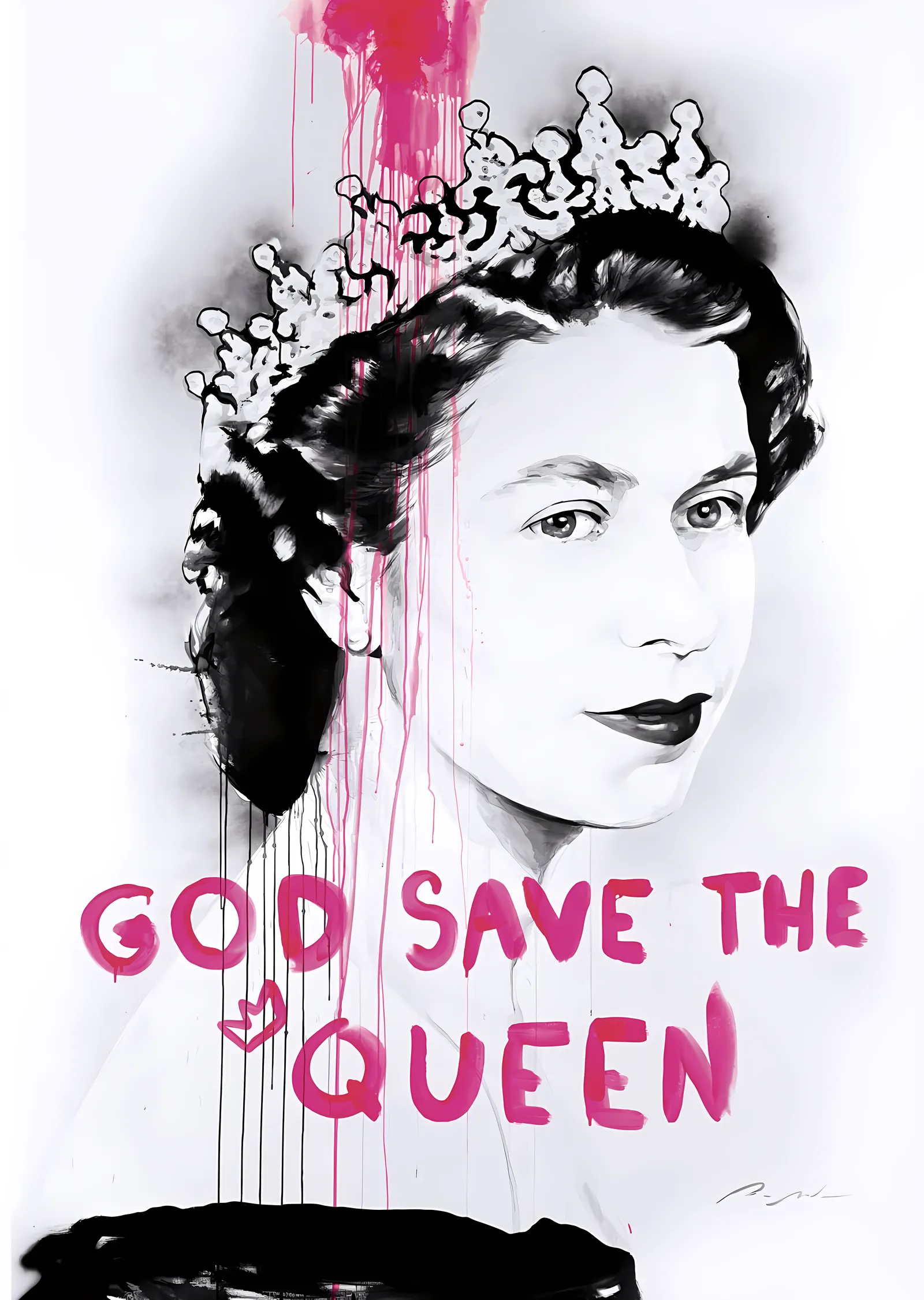 God Save the Queen: İkonik Bir Portre metal tablo