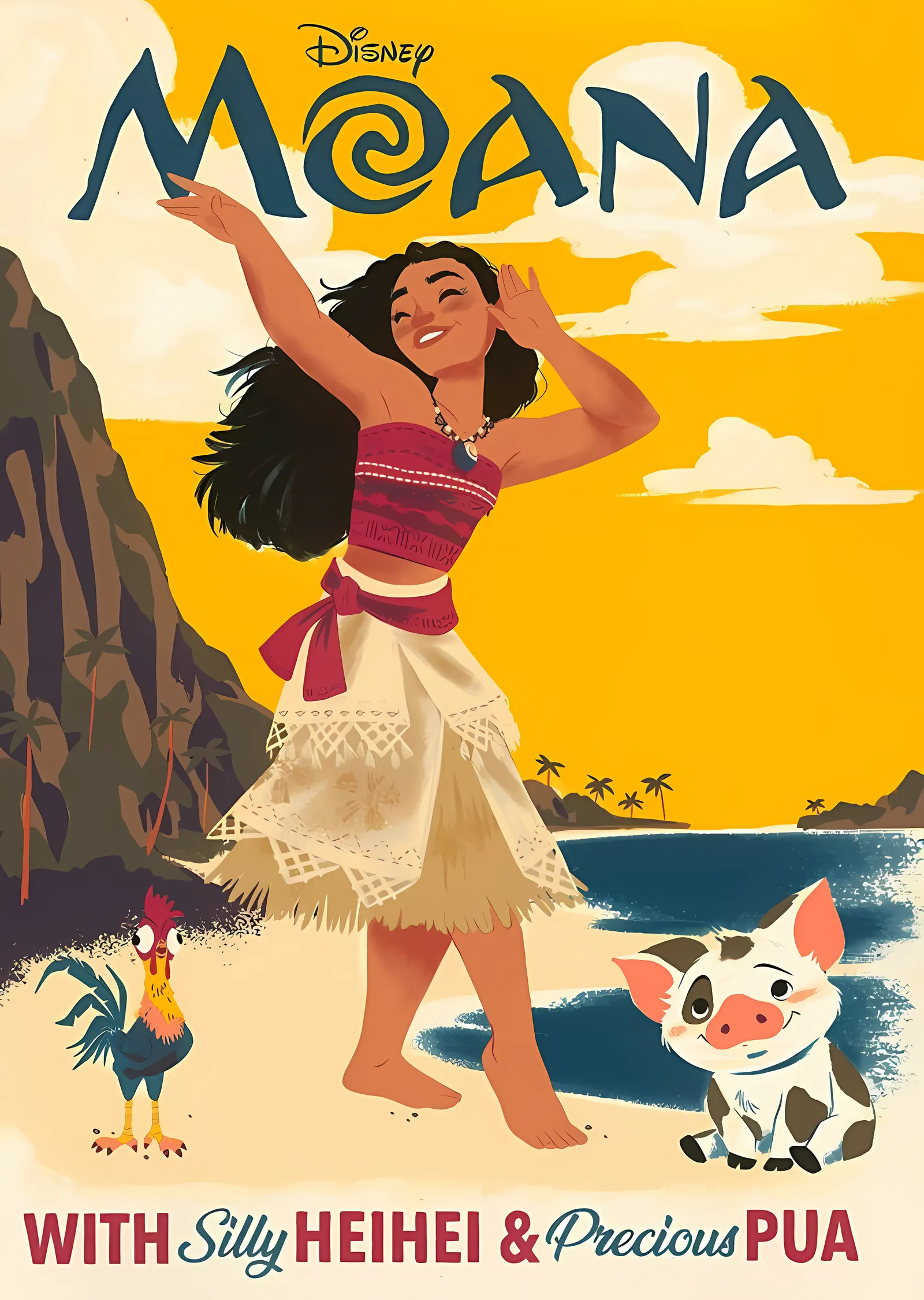 Moana: Heihei ve Pua ile metal tablo