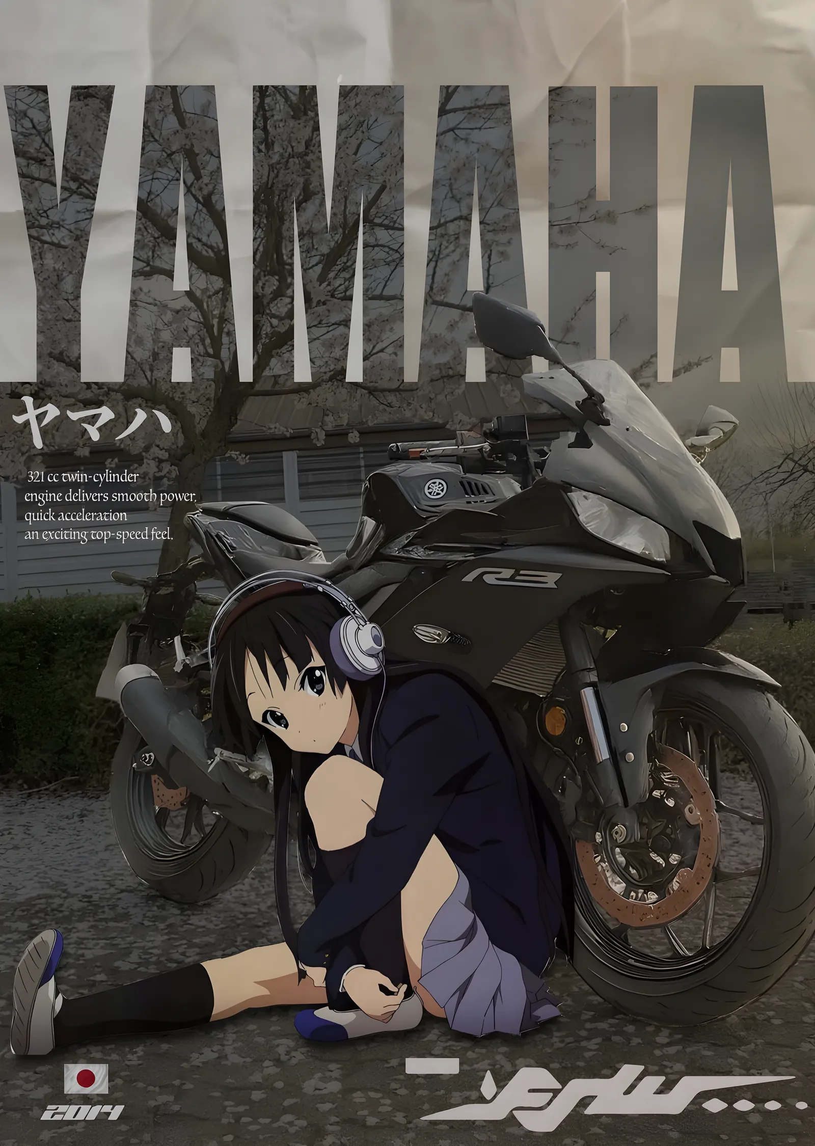 Yamaha R3 - Anime Sahne metal tablo