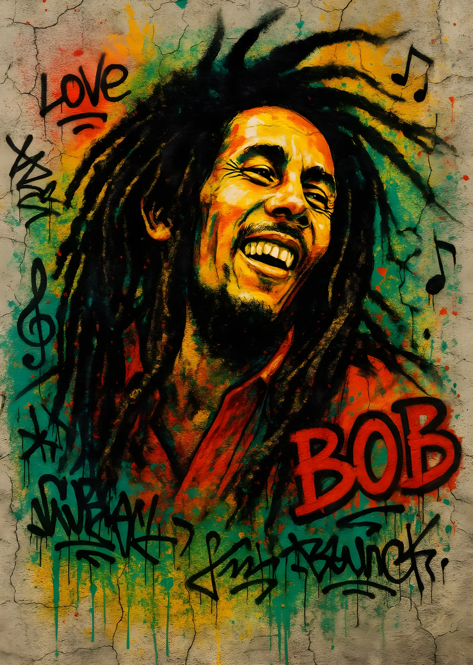 Bob Marley: Love Grafiti metal tablo