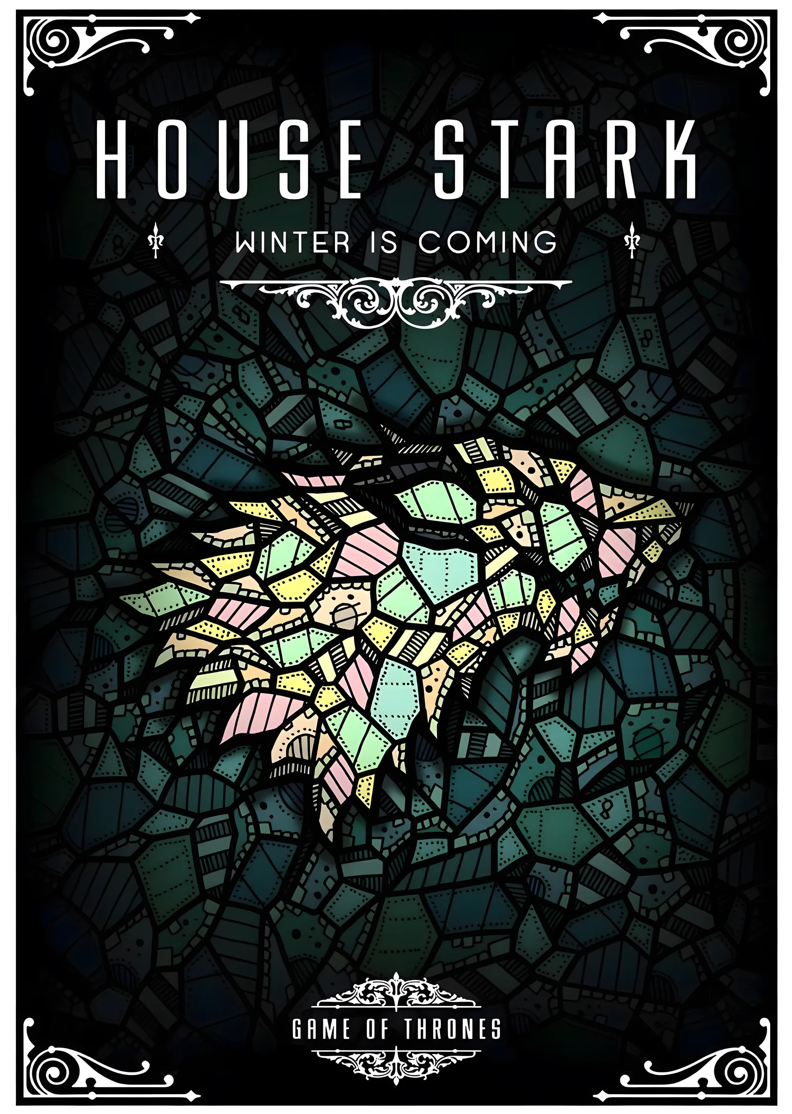 House Stark: Vitray Kurt Arması metal tablo