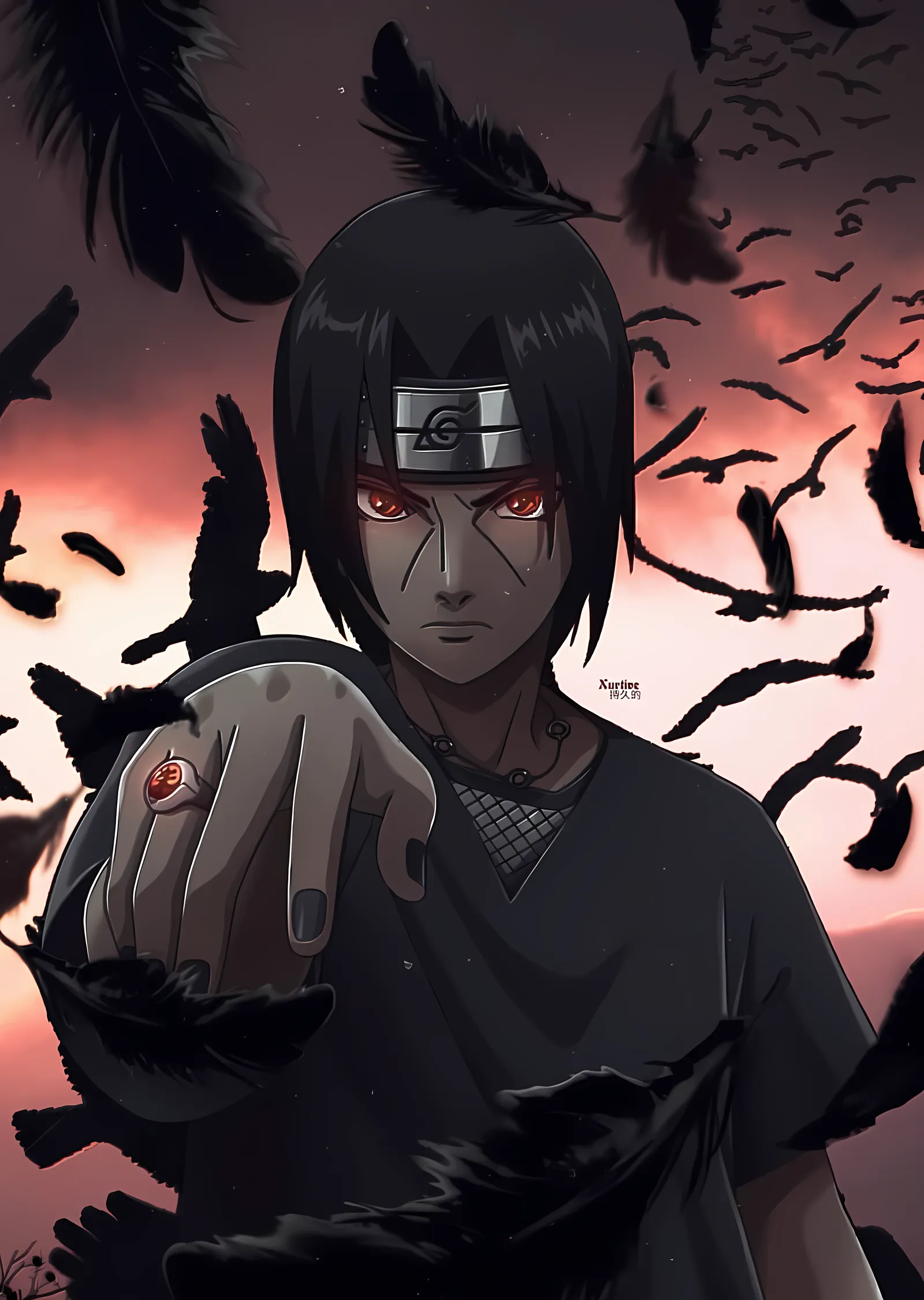 Naruto - Uchiha Itachi: Kuzgunlu Portre metal tablo