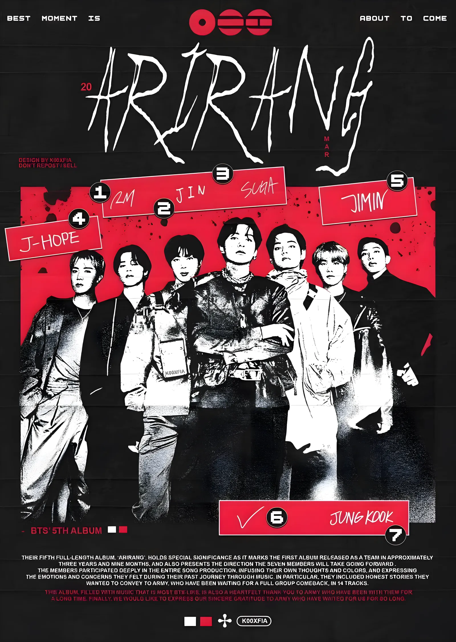 BTS: ARIRANG Albüm Kapağı metal tablo
