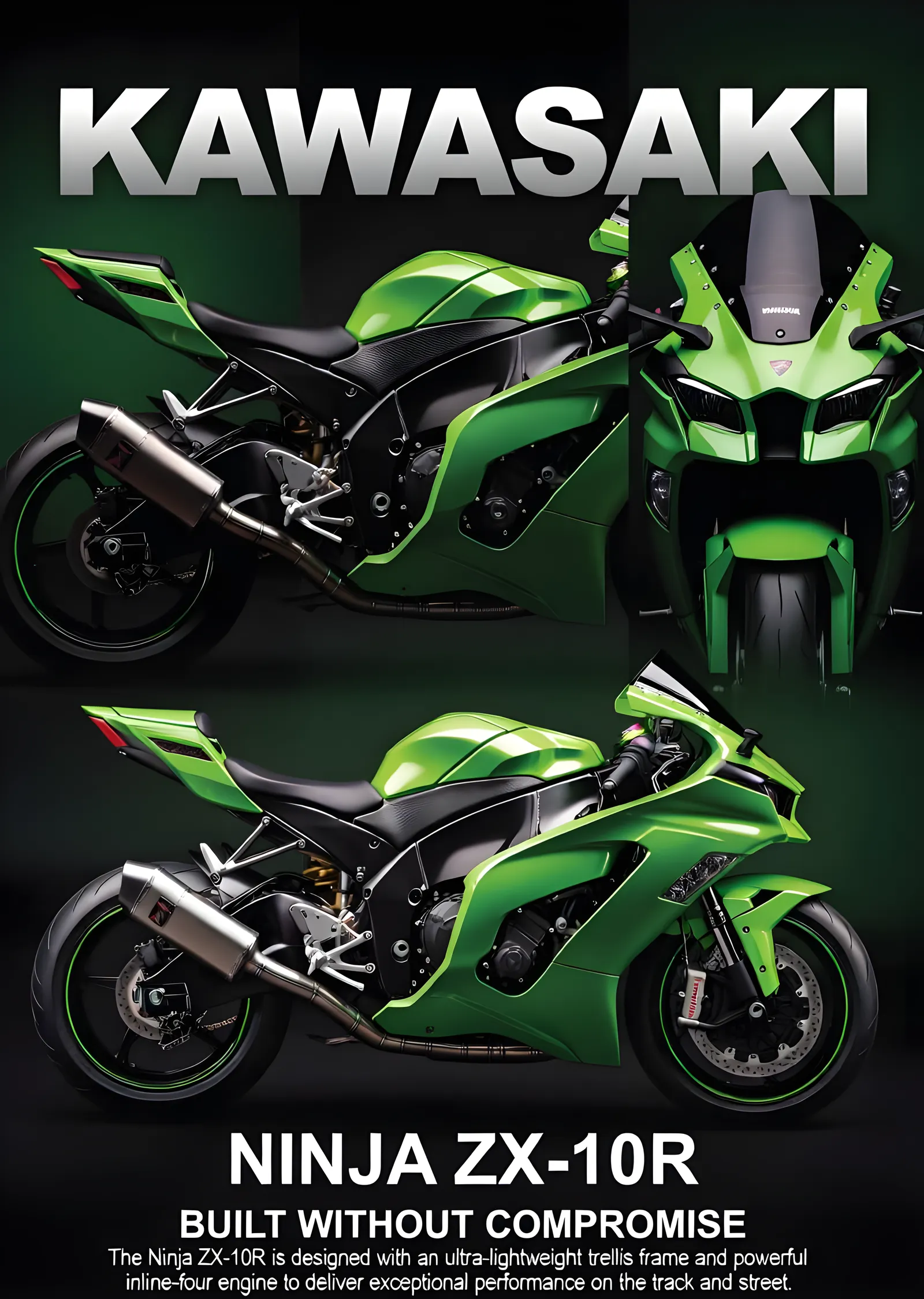 Kawasaki Ninja ZX-10R - Built Without Compromise metal tablo
