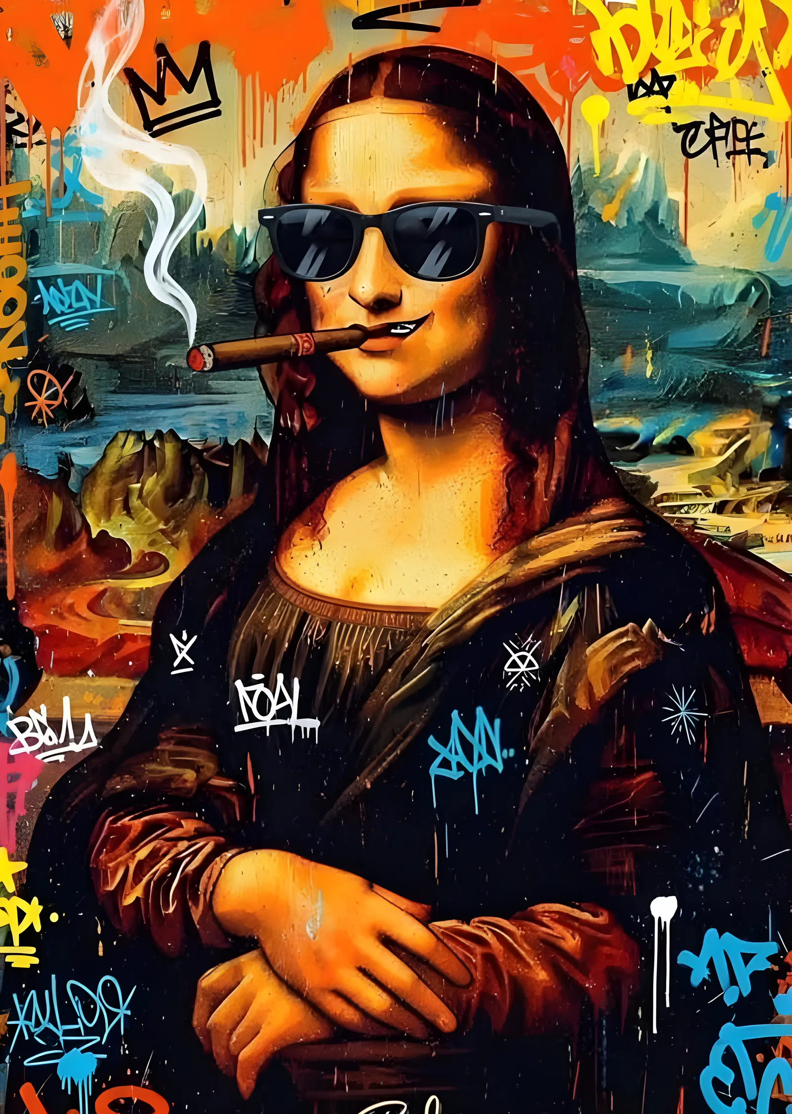 Mona Lisa: Puro ve Grafiti metal tablo