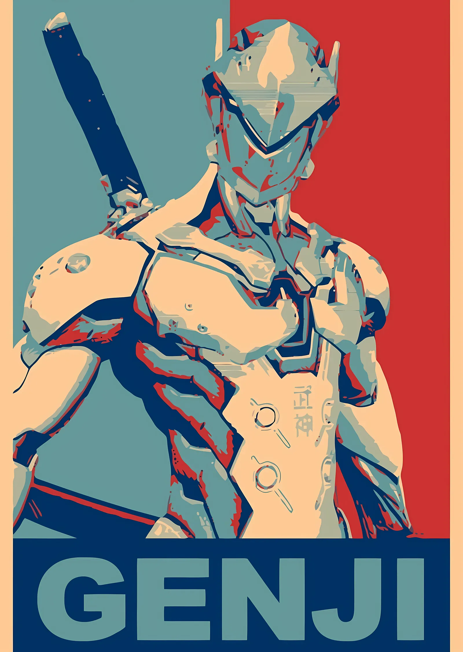 Genji Overwatch metal tablo