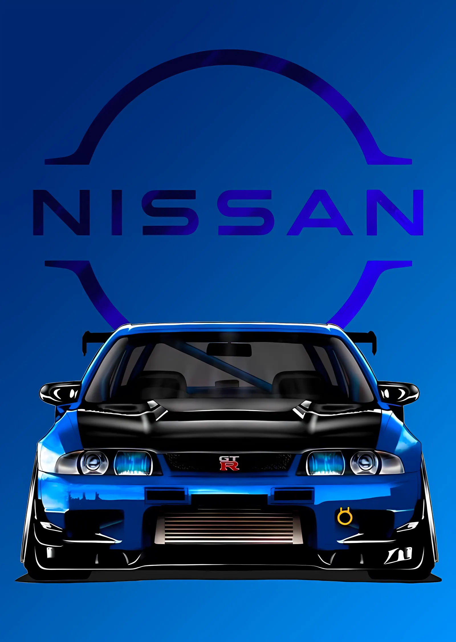 Nissan Skyline GT-R - Mavi metal tablo